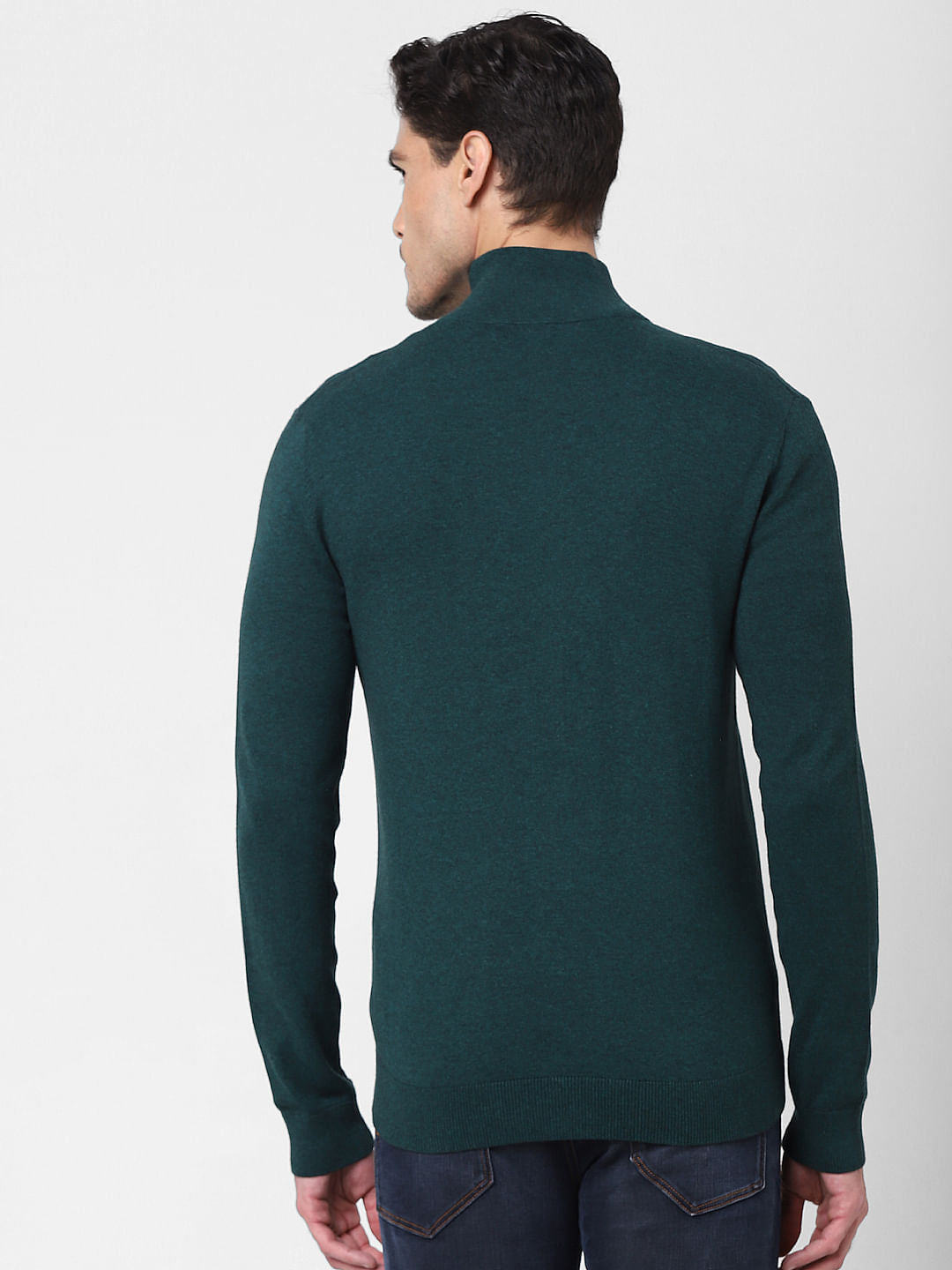 Green Front Zip Open Cardigan