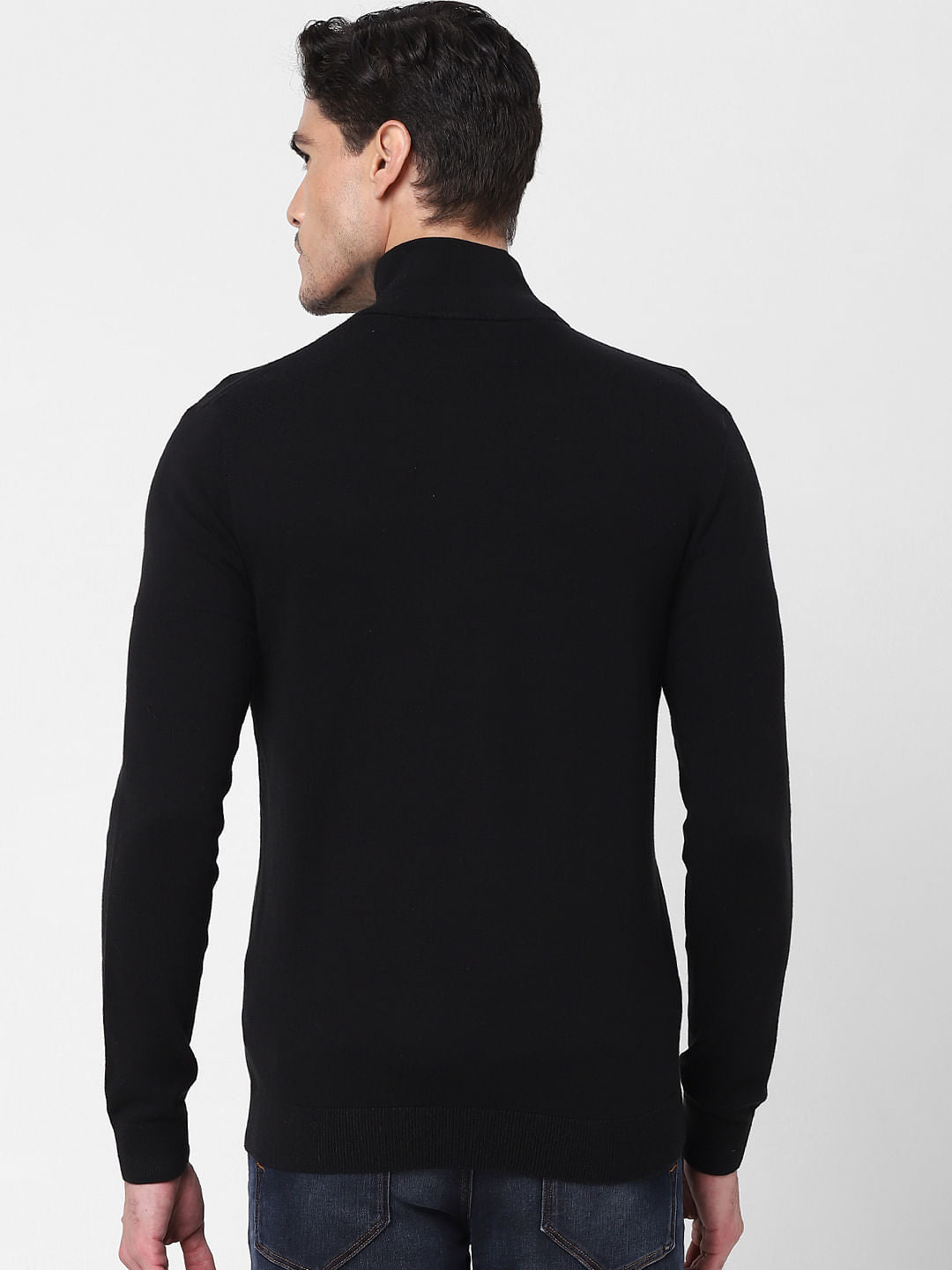 Black Front Zip Open Cardigan