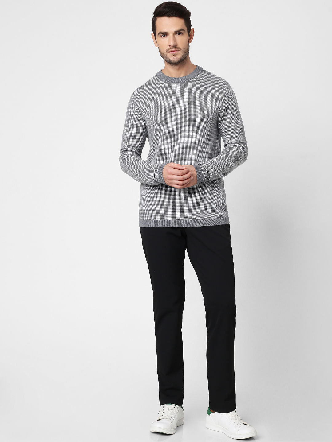 Grey Self-Design Pullover