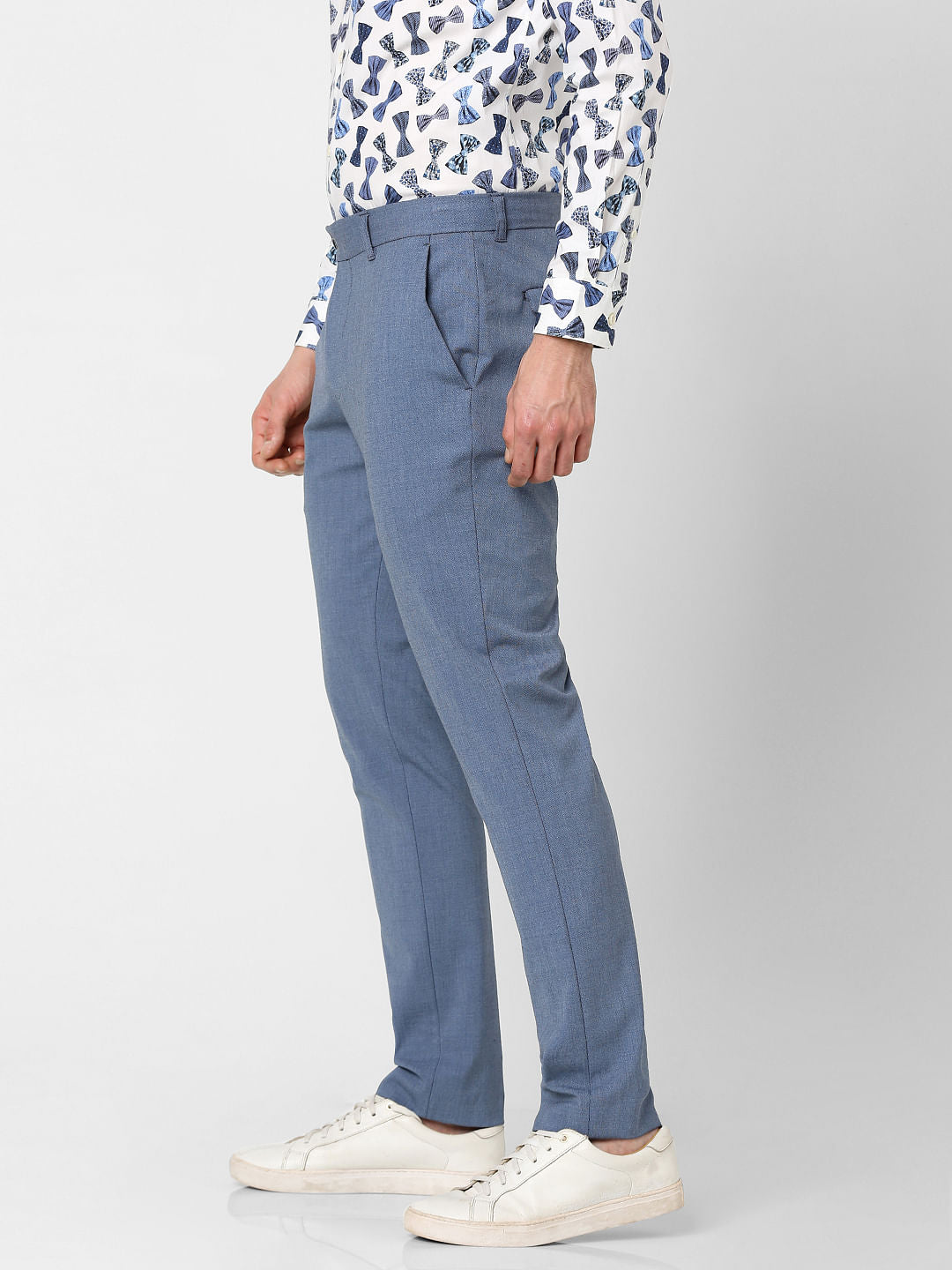 Blue Mid Rise Slim Fit Pants