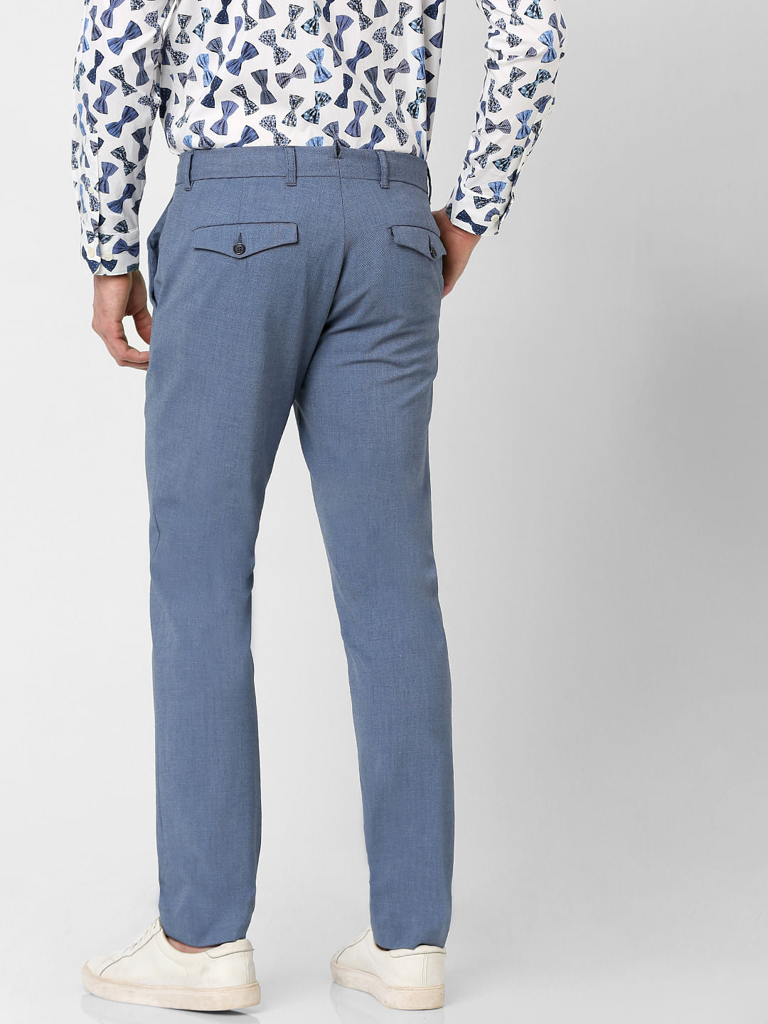 Blue Mid Rise Slim Fit Pants