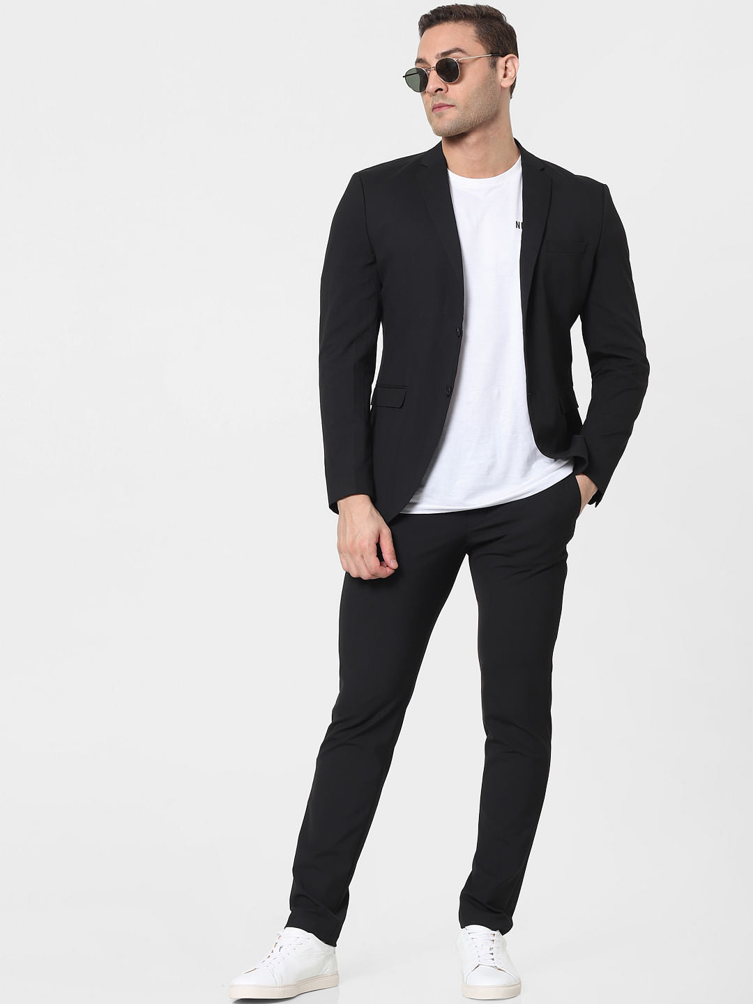 Black Mid Rise Slim Fit Pants