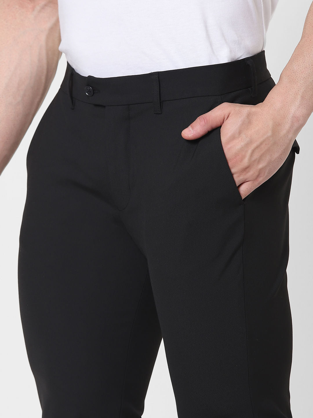 Black Mid Rise Slim Fit Pants