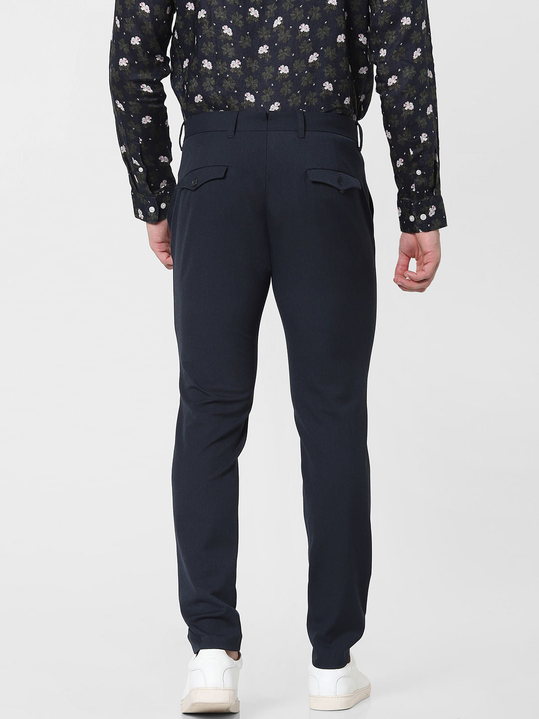Blue Mid Rise Slim Fit Pants