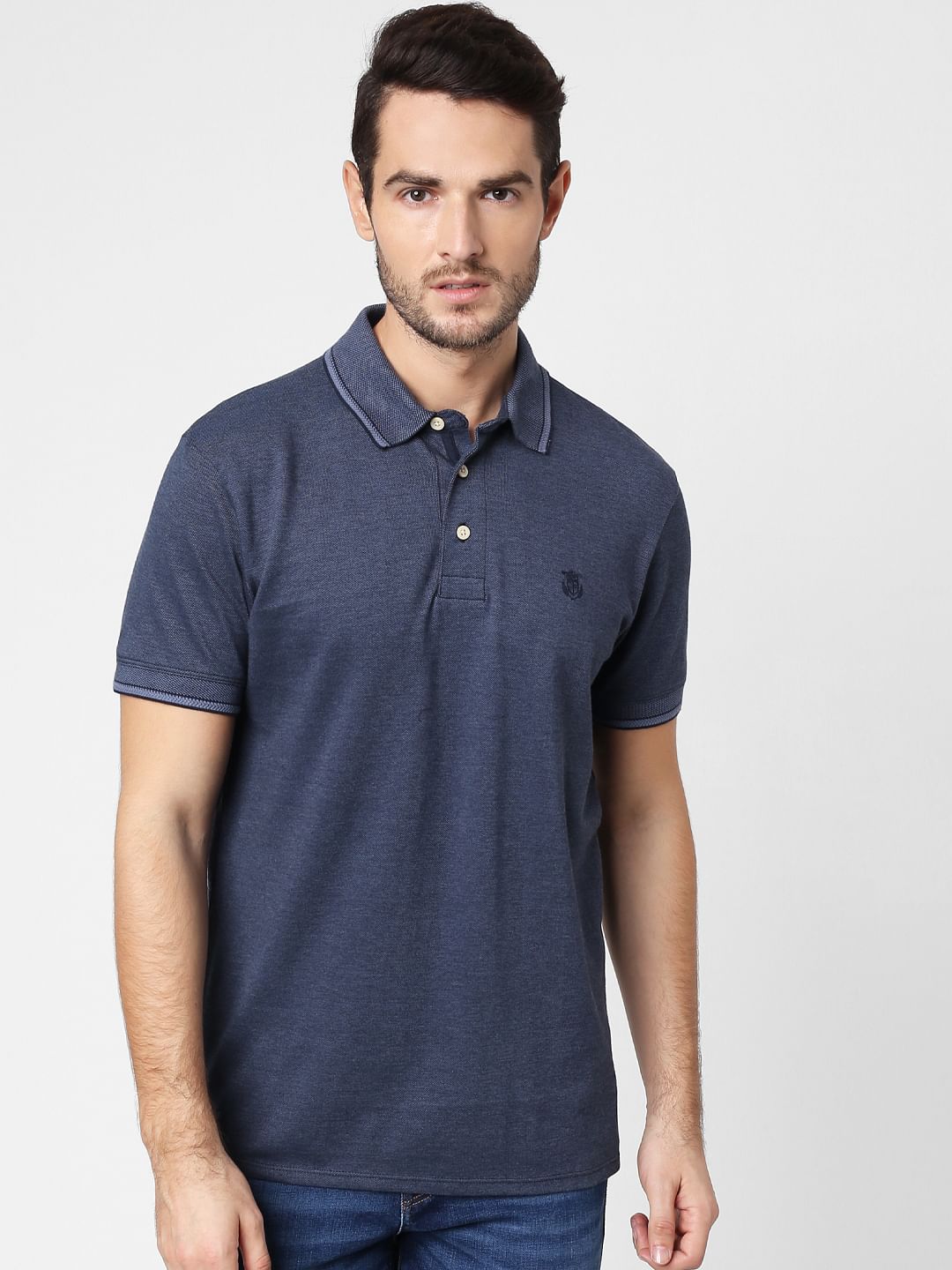 Blue Polo Neck T-Shirt