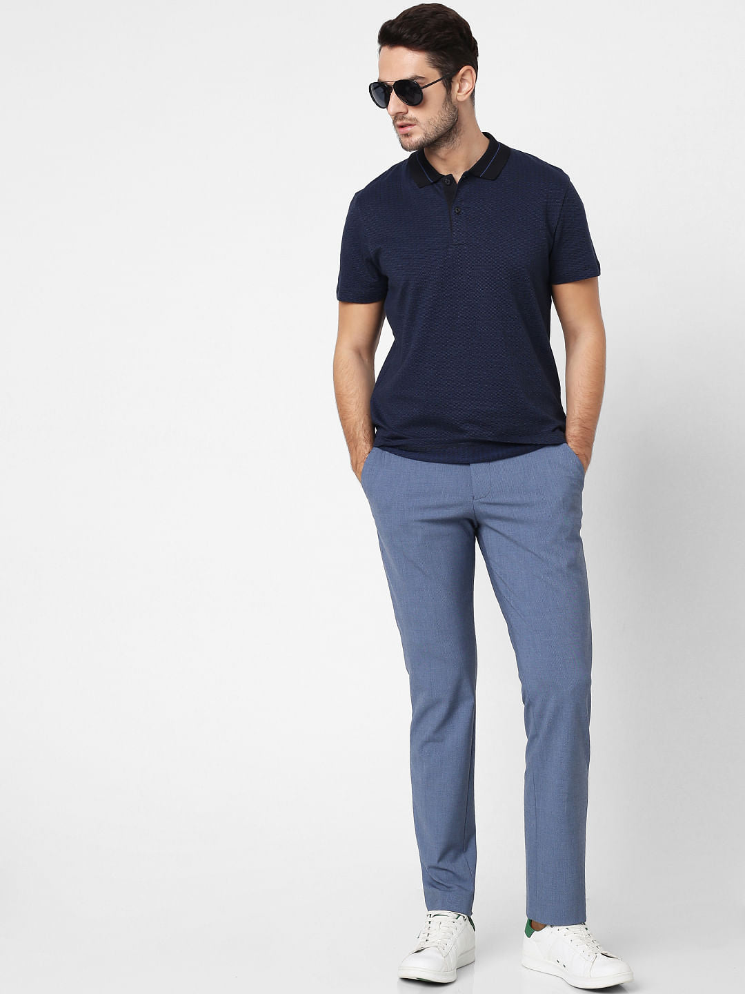 Dark Blue Polo Neck T-Shirt