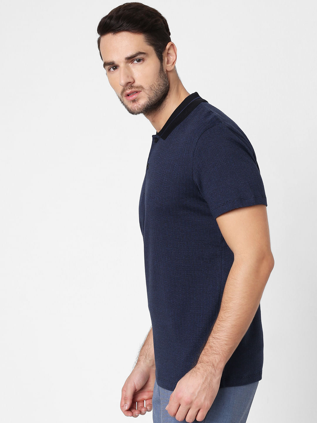 Dark Blue Polo Neck T-Shirt