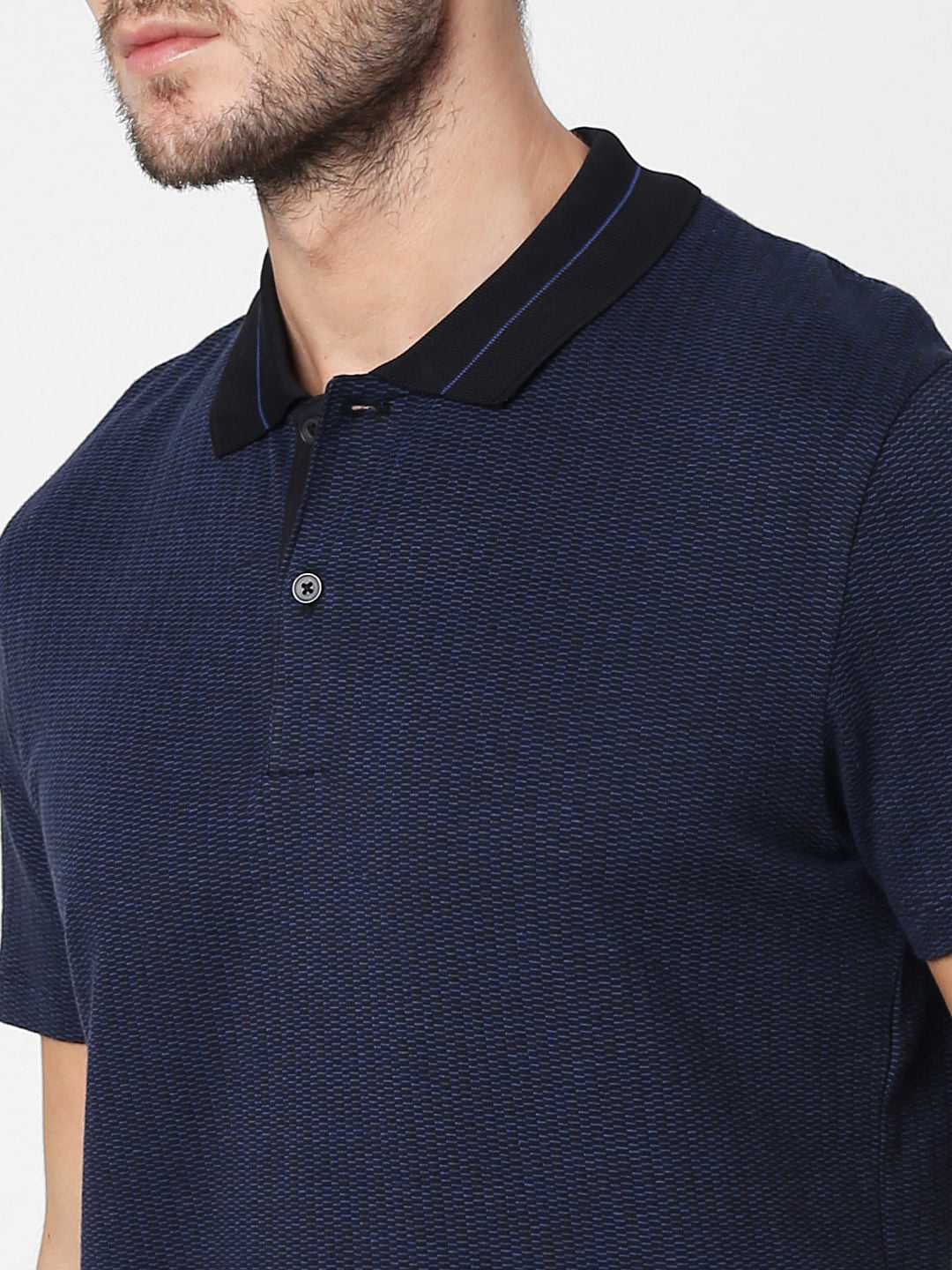 Dark Blue Polo Neck T-Shirt