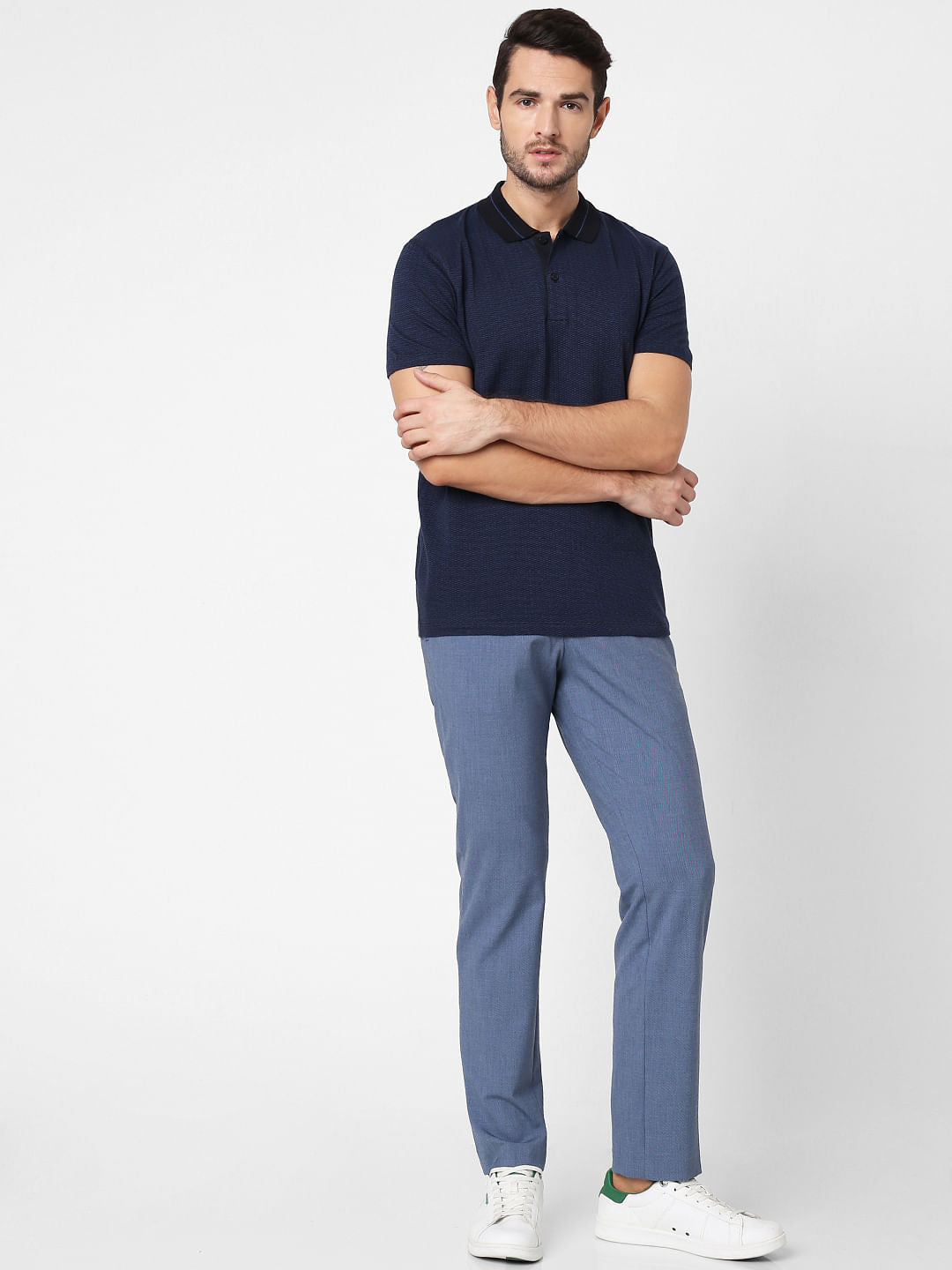 Dark Blue Polo Neck T-Shirt