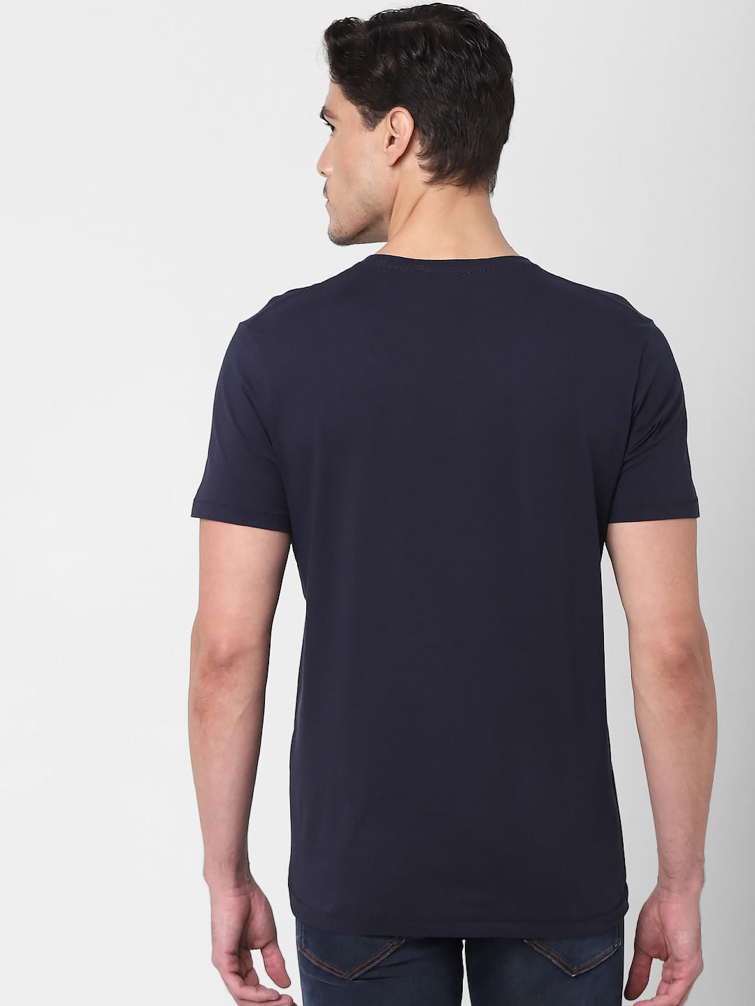 Navy Blue Umbrella Print Crew Neck T-Shirt