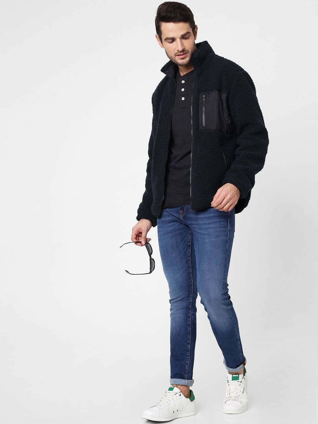 Dark Green High Neck Teddy Jacket