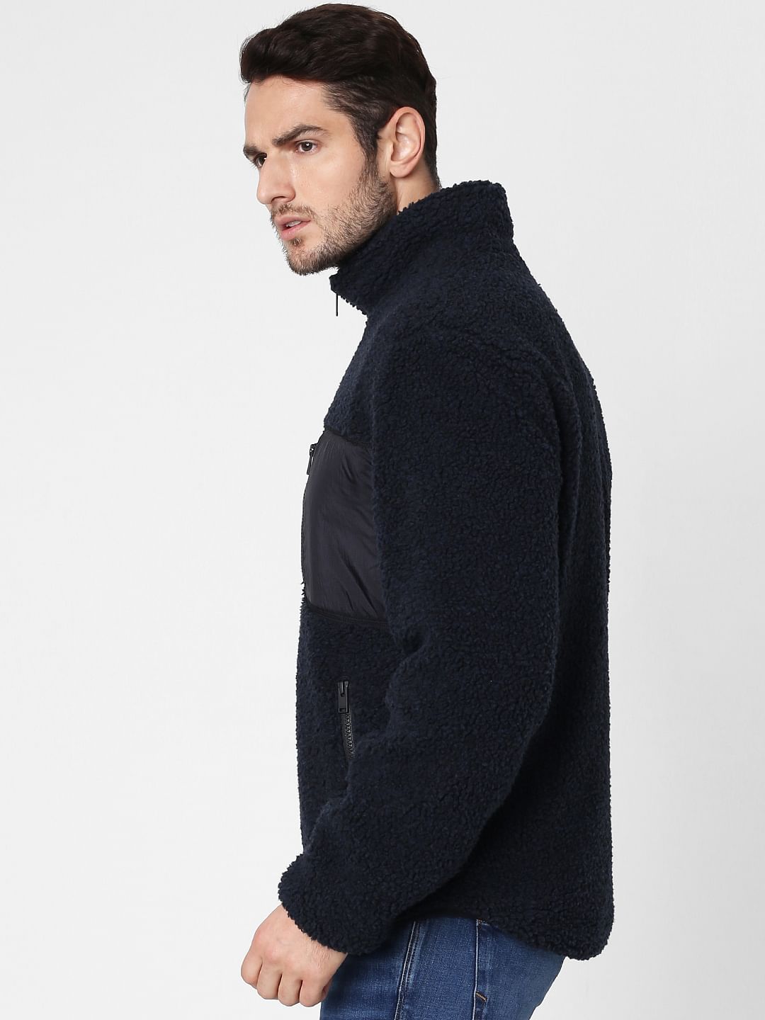Dark Green High Neck Teddy Jacket