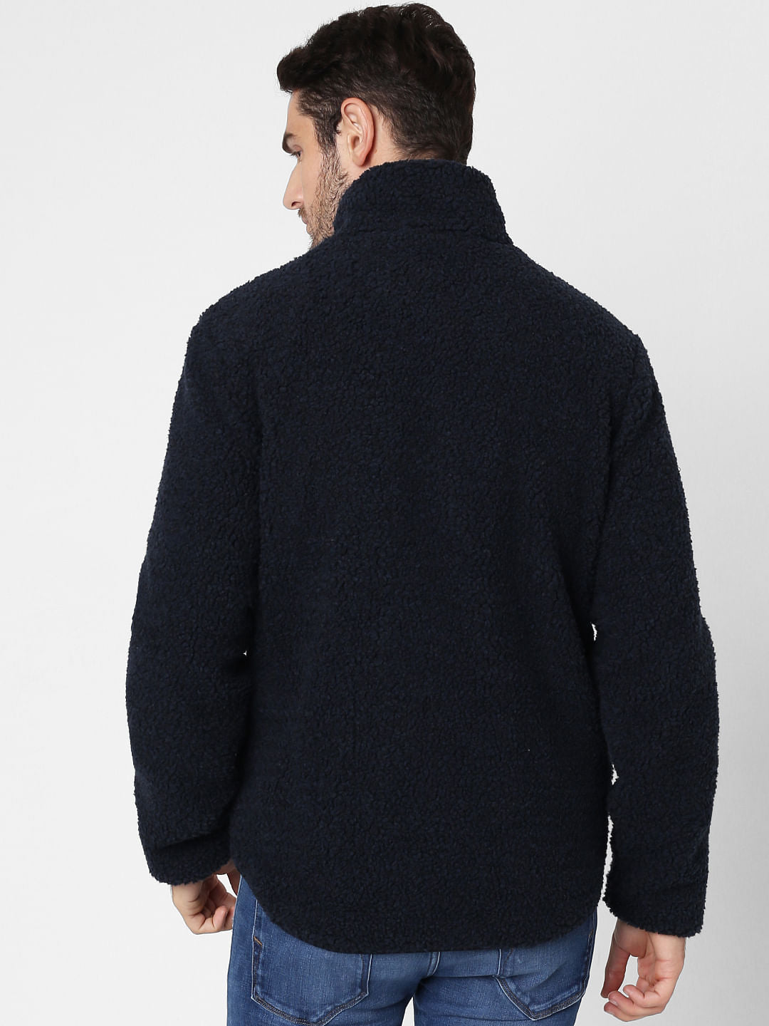 Dark Green High Neck Teddy Jacket