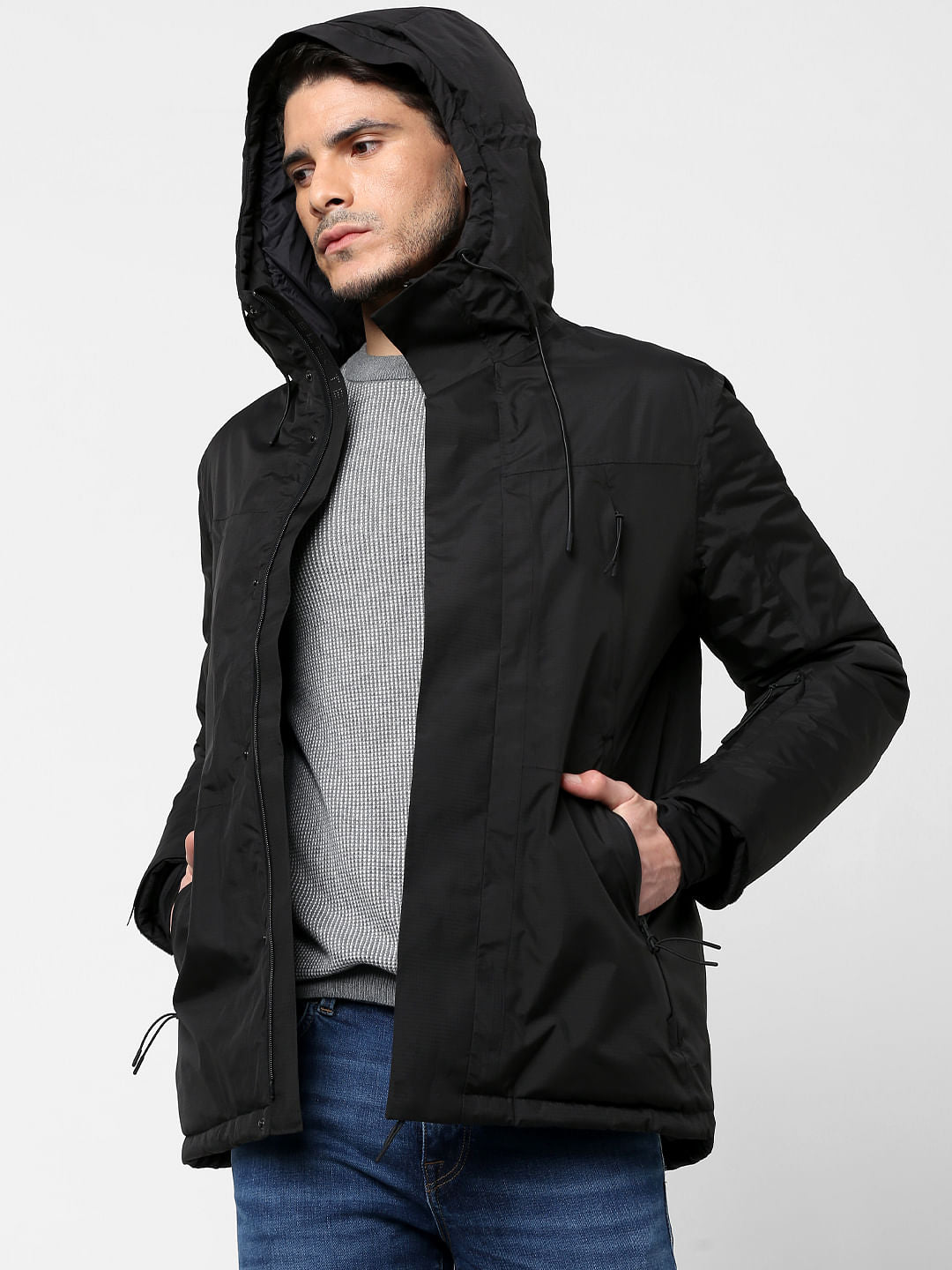 Black Hooded Parka Jacket