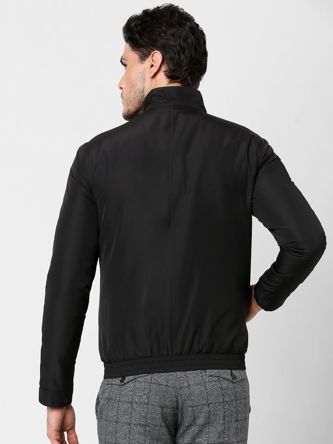 Black High Neck Casual Jacket
