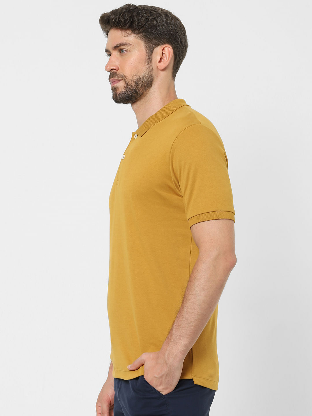 Mustard Organic Cotton Polo Neck T-Shirt