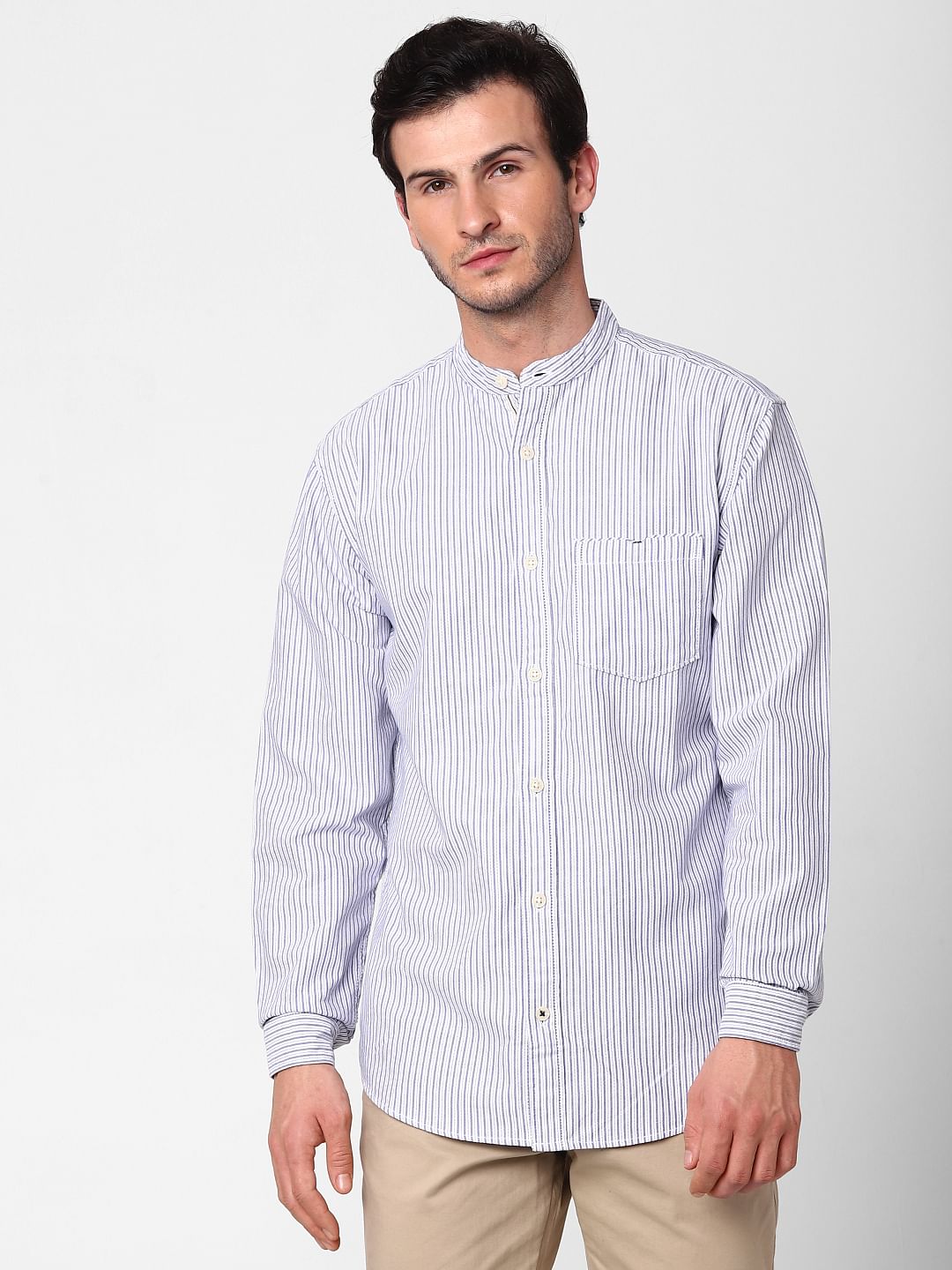 White Striped Full Sleeves Shirt
