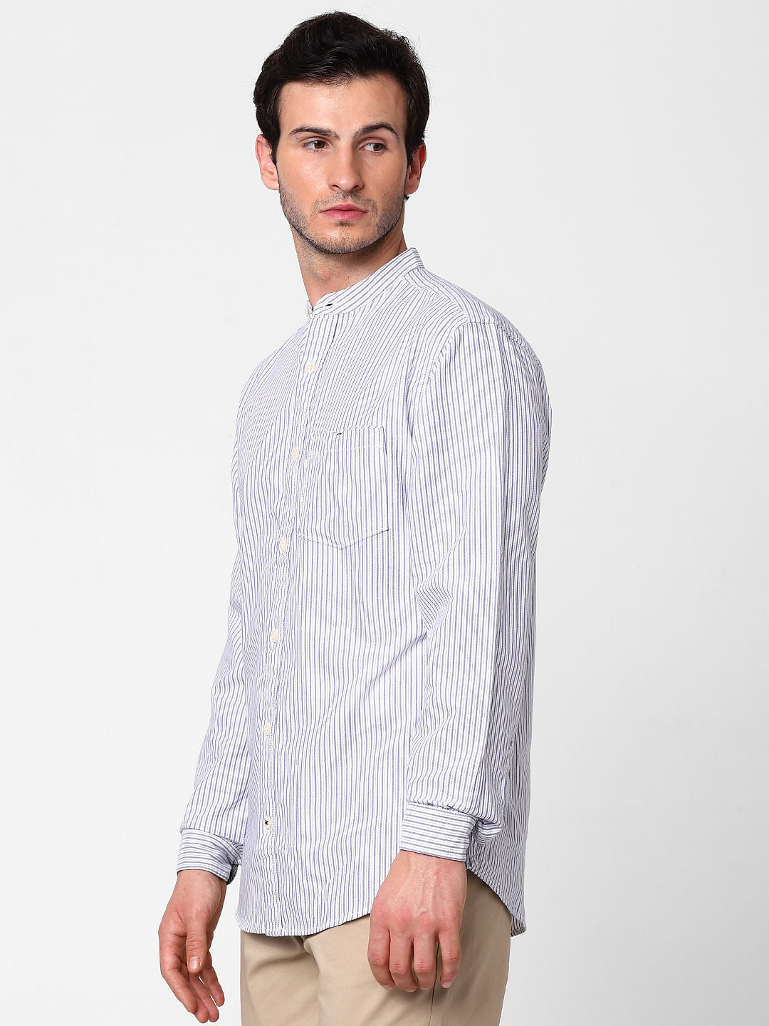 White Striped Full Sleeves Shirt