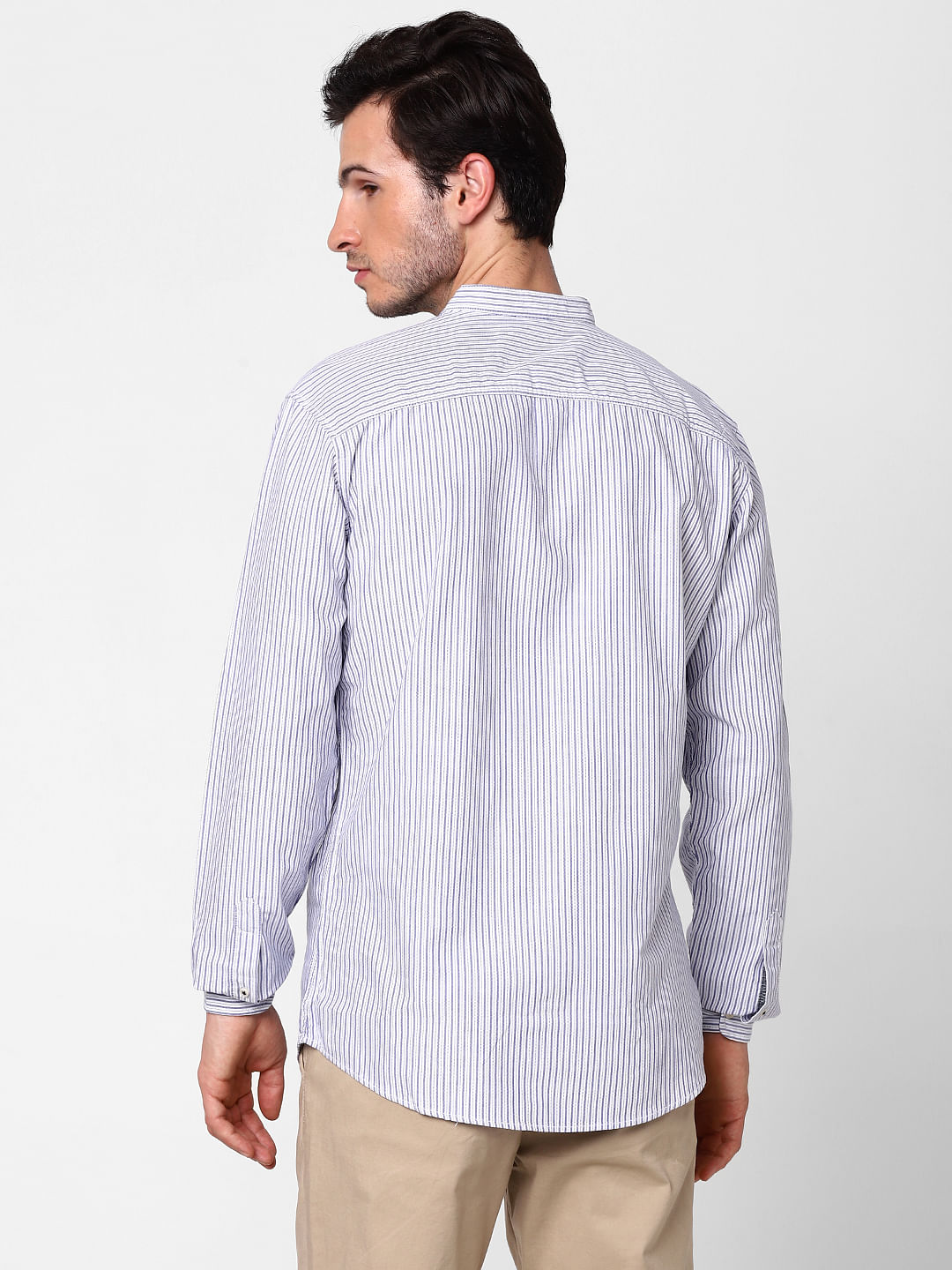 White Striped Full Sleeves Shirt