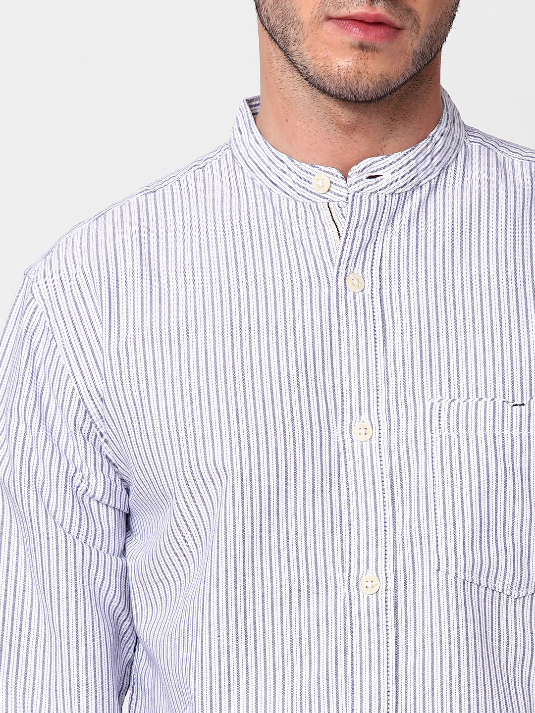 White Striped Full Sleeves Shirt
