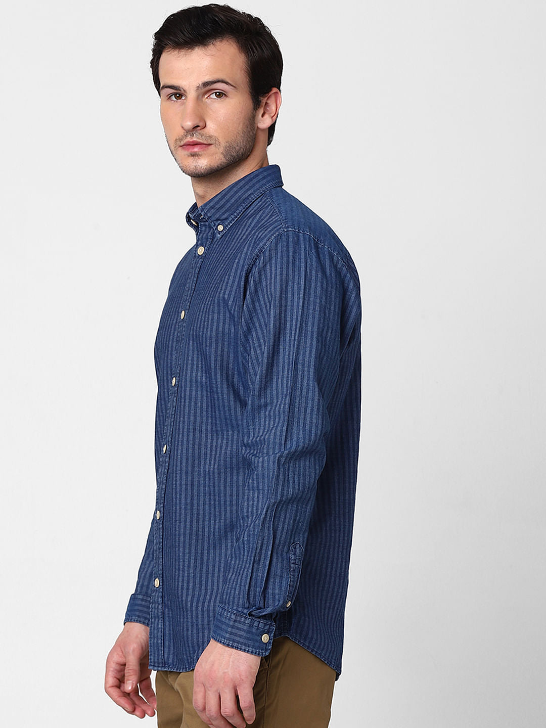 Blue Striped Full Sleeves Shirt