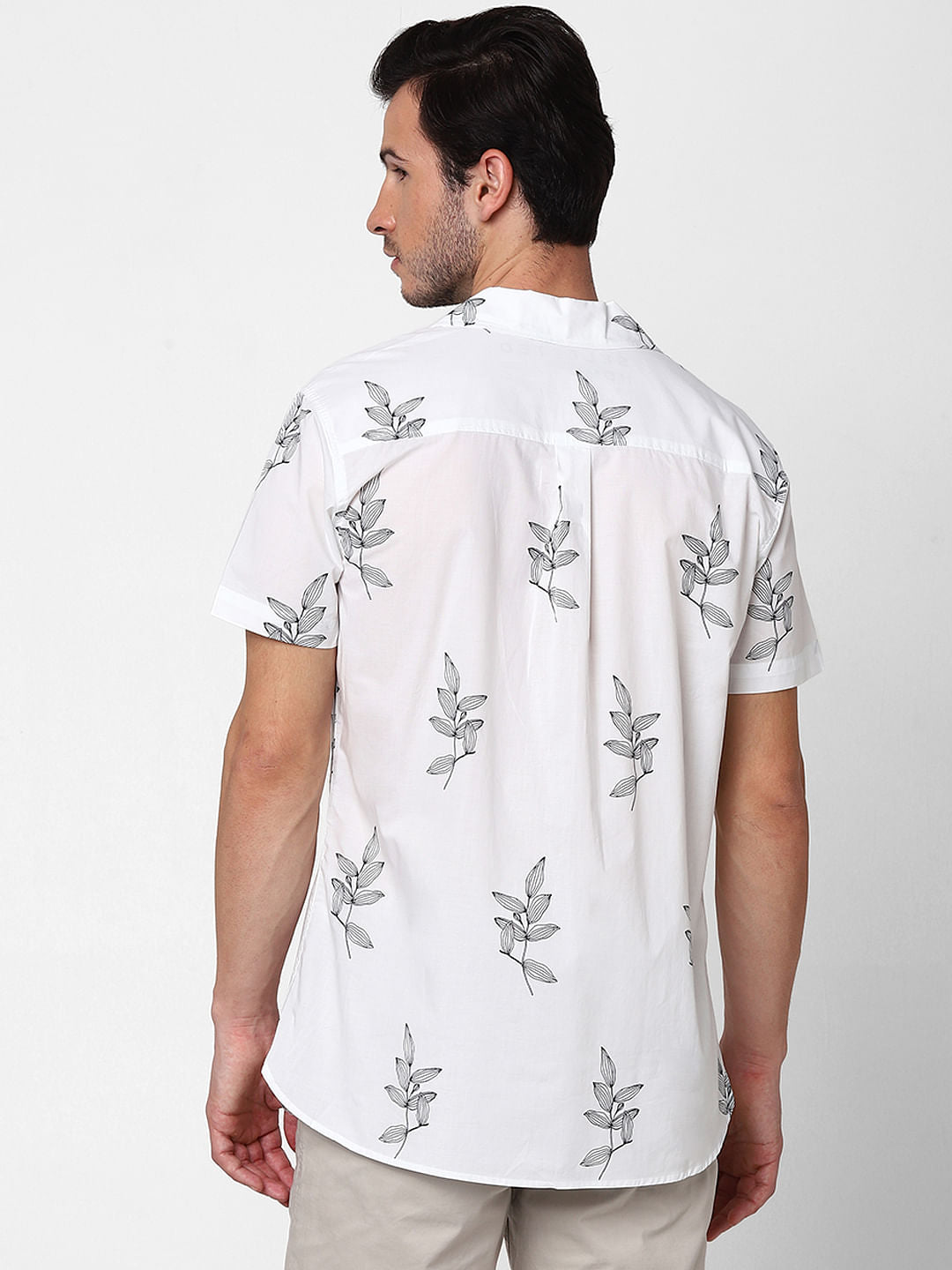 White All Over Print Short Sleeves Shirt
