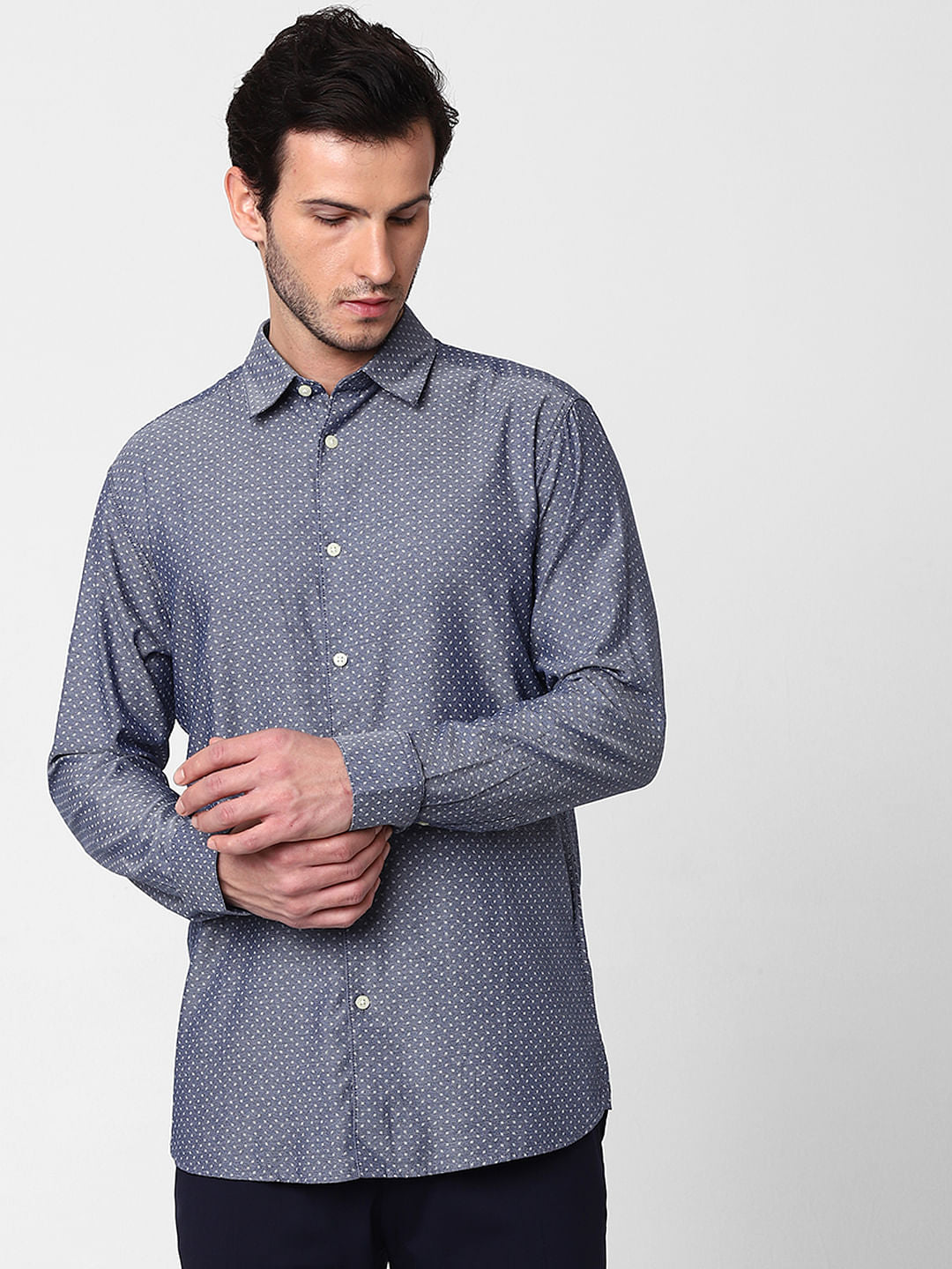 Blue All Over Print Full Sleeves Shirt