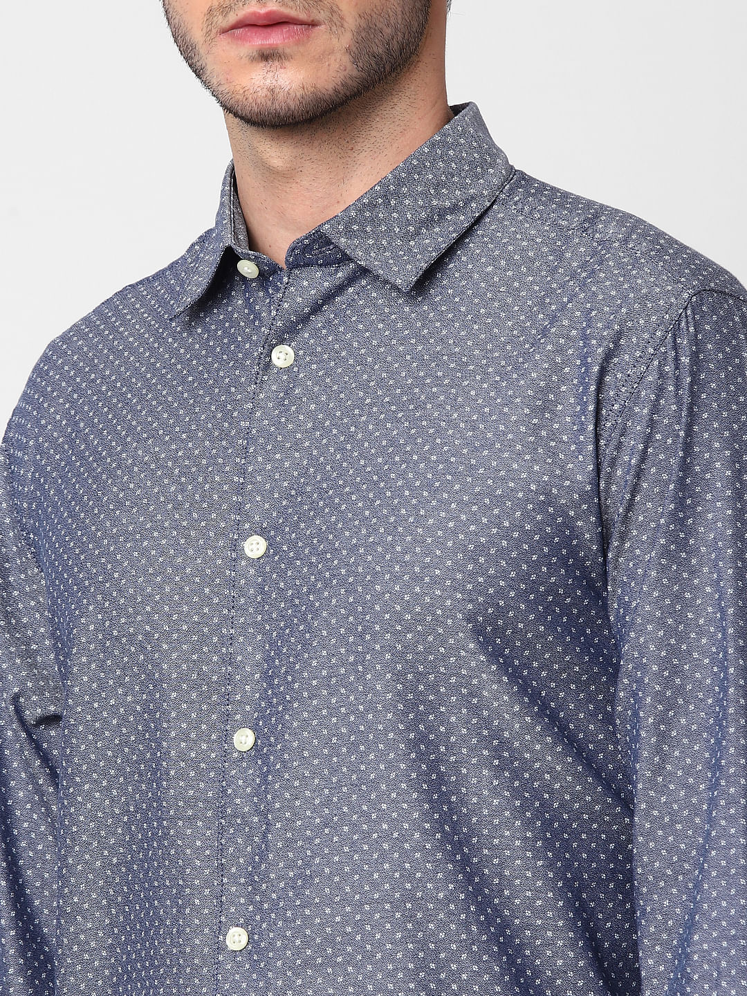 Blue All Over Print Full Sleeves Shirt