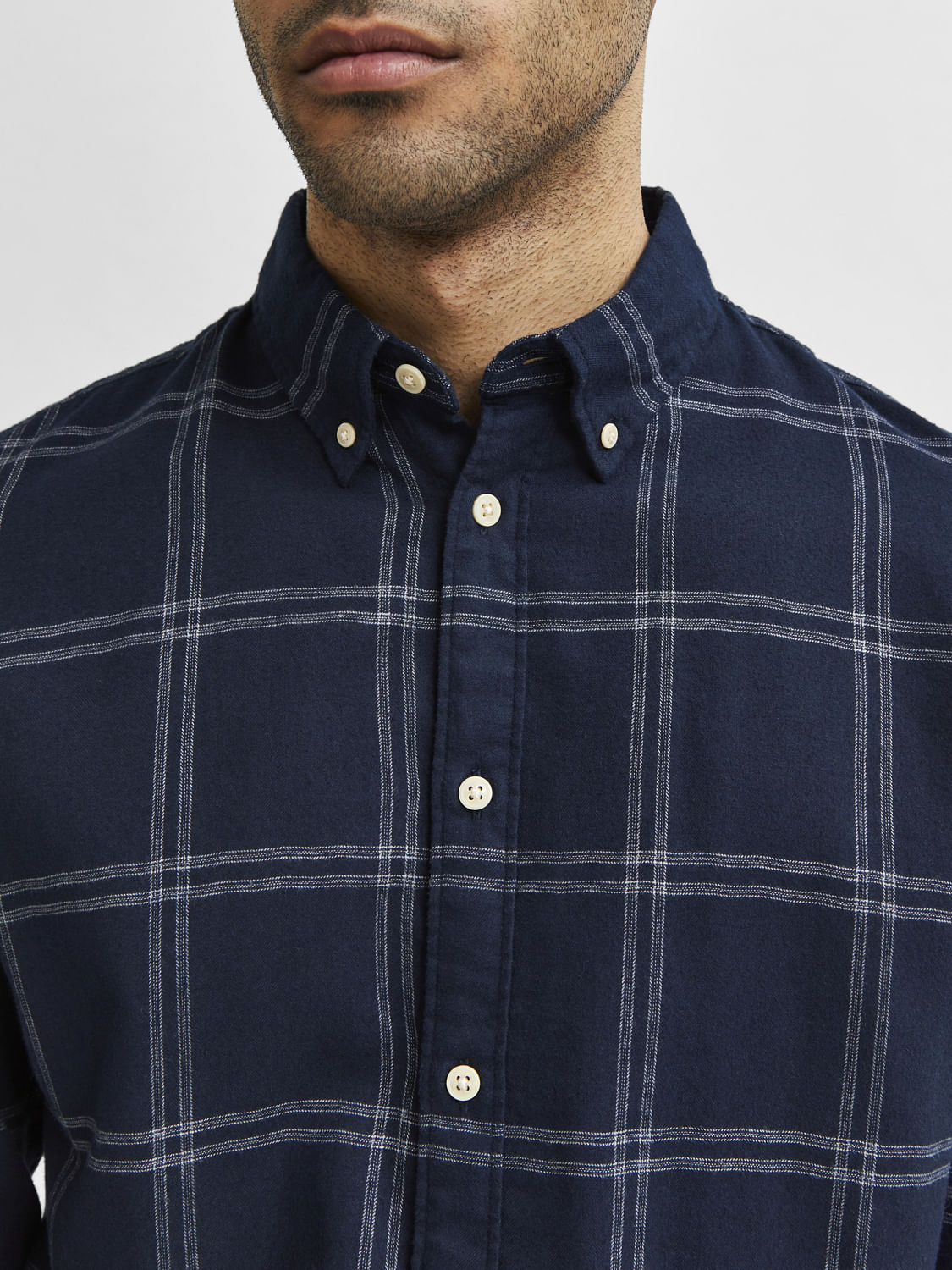 Dark Blue Flannel Checked Full Sleeves Shirt