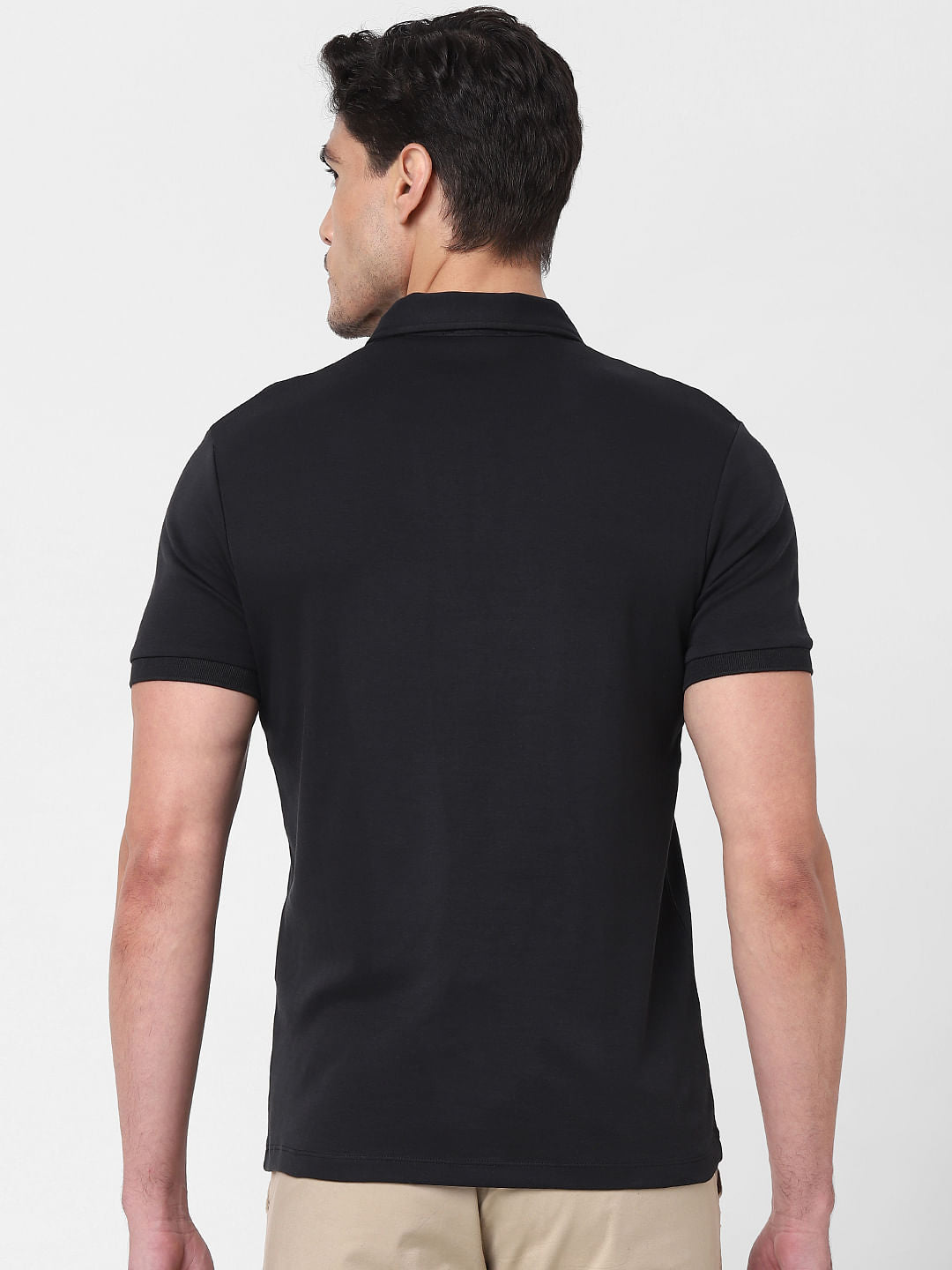 Black Zip-Up Polo Neck T-Shirt