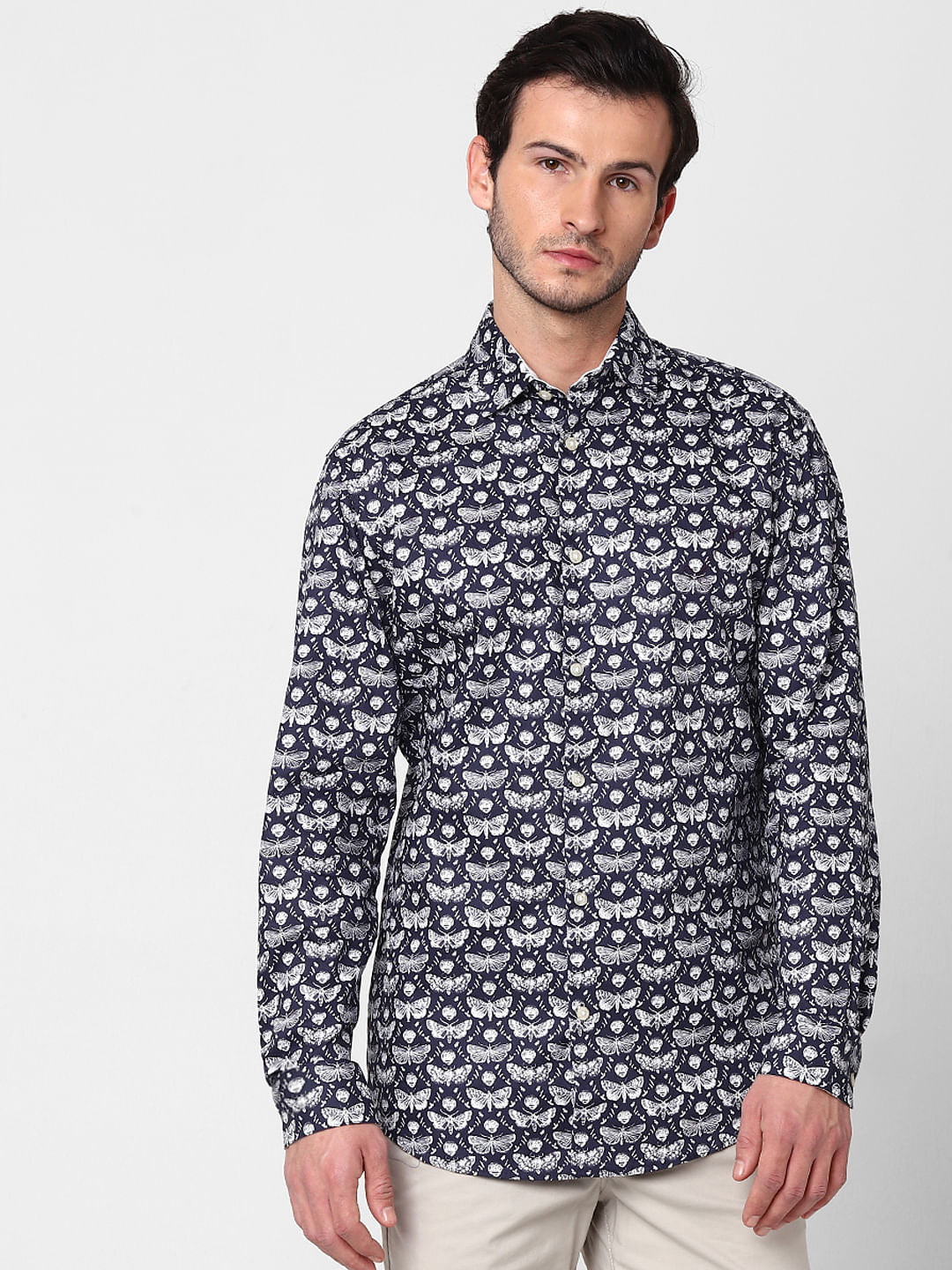 Indigo All Over Print Full Sleeves Shirt