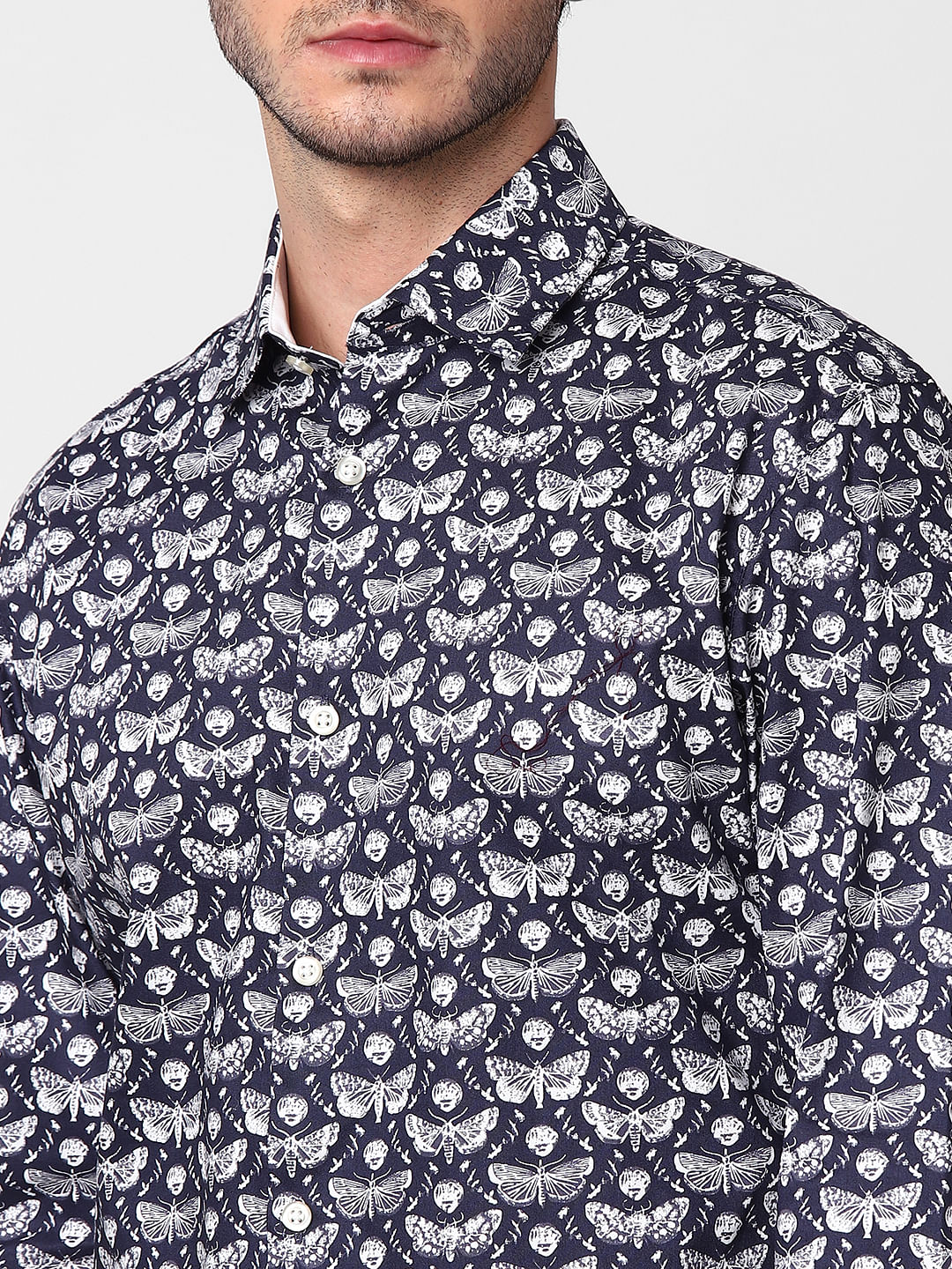 Indigo All Over Print Full Sleeves Shirt