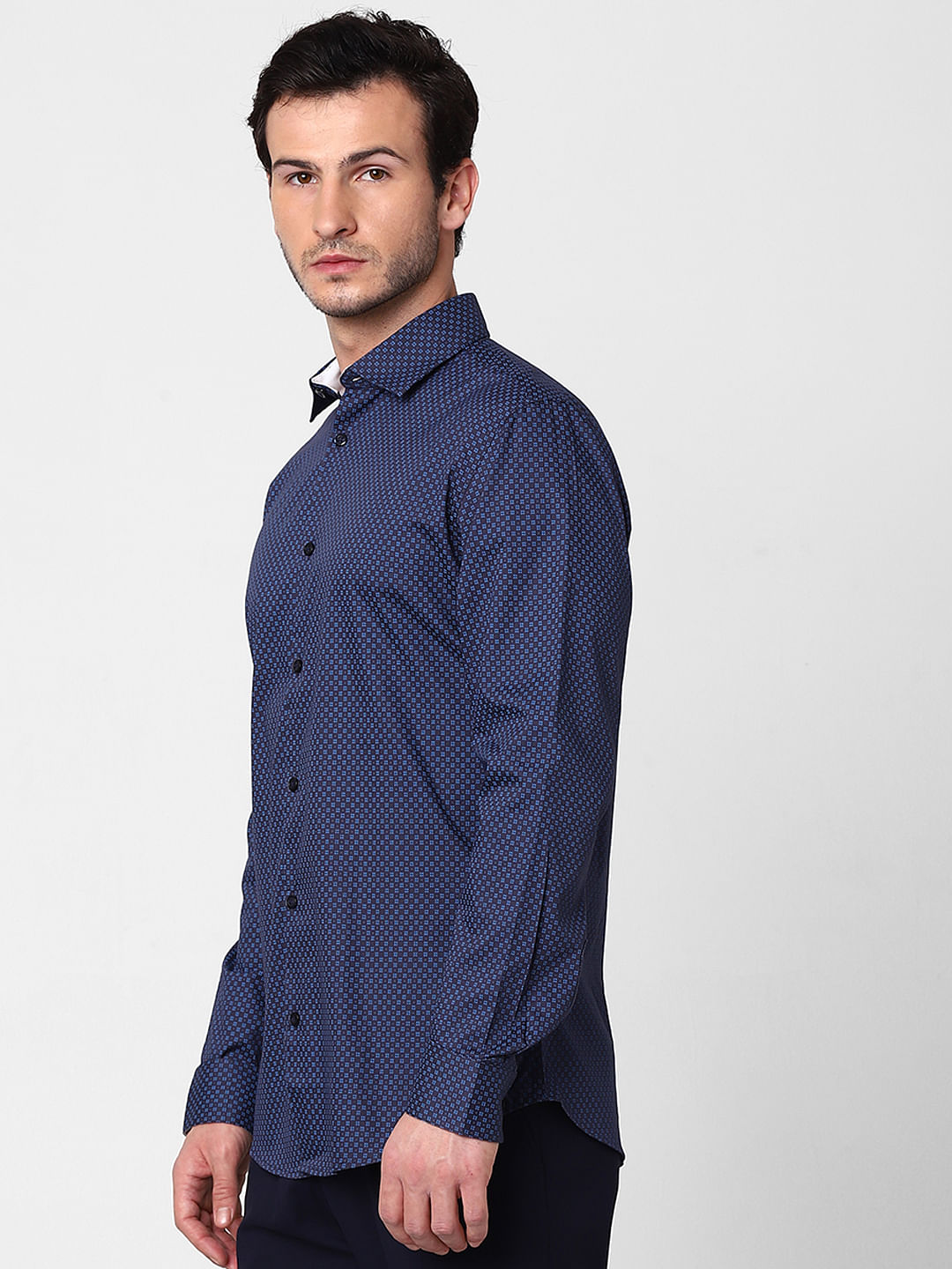 Dark Blue All Over Print Full Sleeves Shirt
