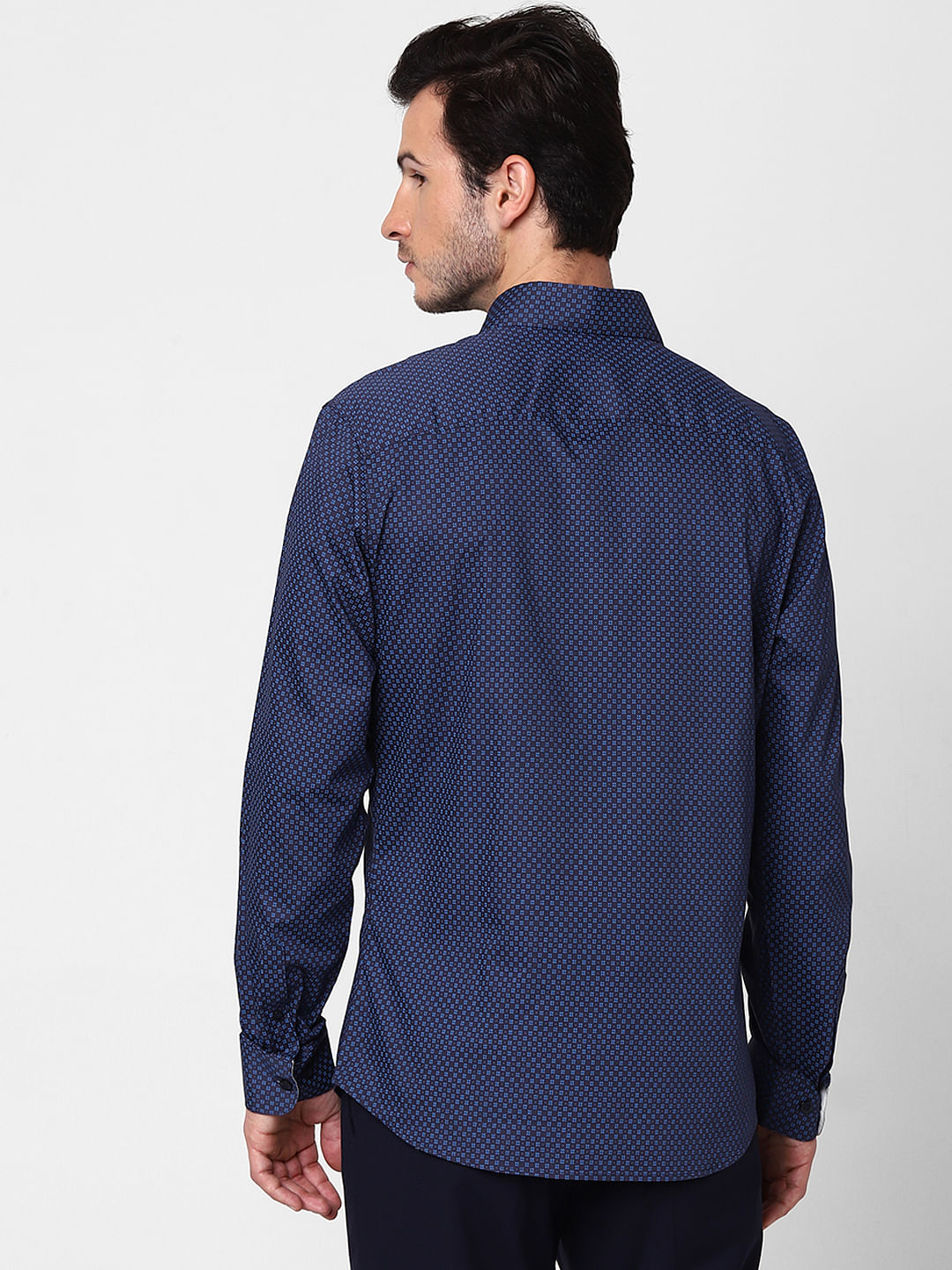 Dark Blue All Over Print Full Sleeves Shirt