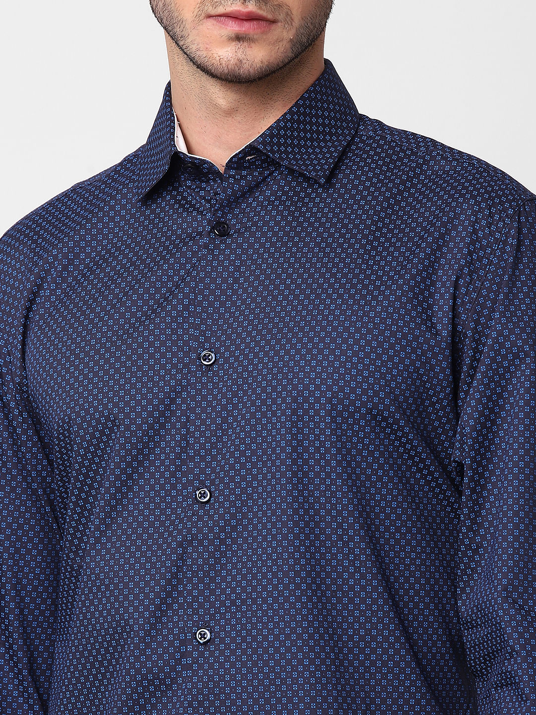 Dark Blue All Over Print Full Sleeves Shirt