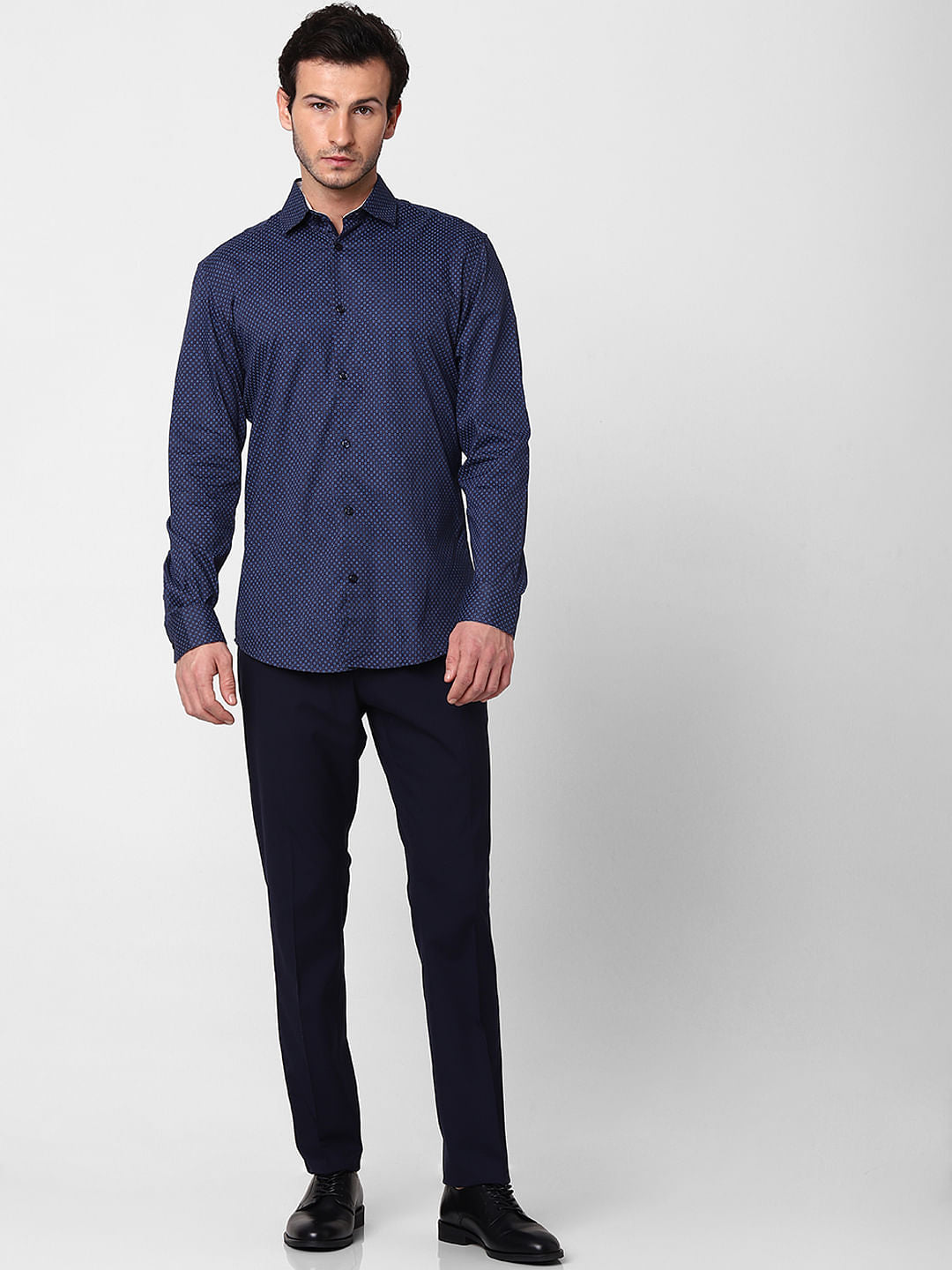 Dark Blue All Over Print Full Sleeves Shirt