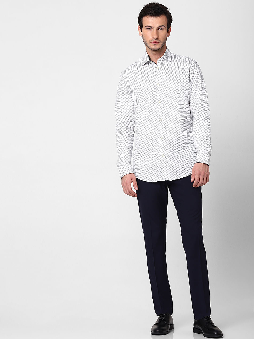 White All Over Print Full Sleeves Shirt