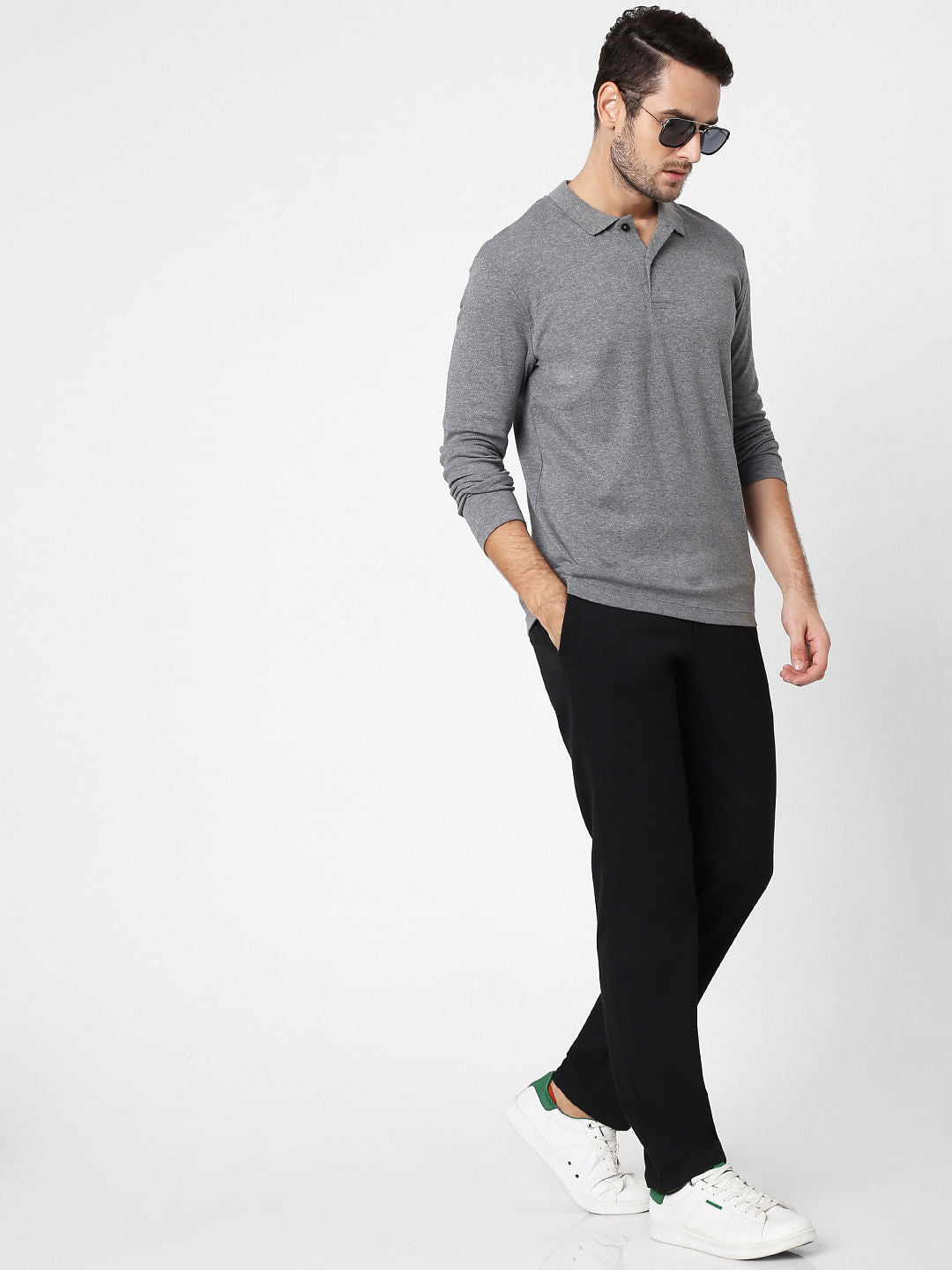 Grey Polo Neck T-Shirts