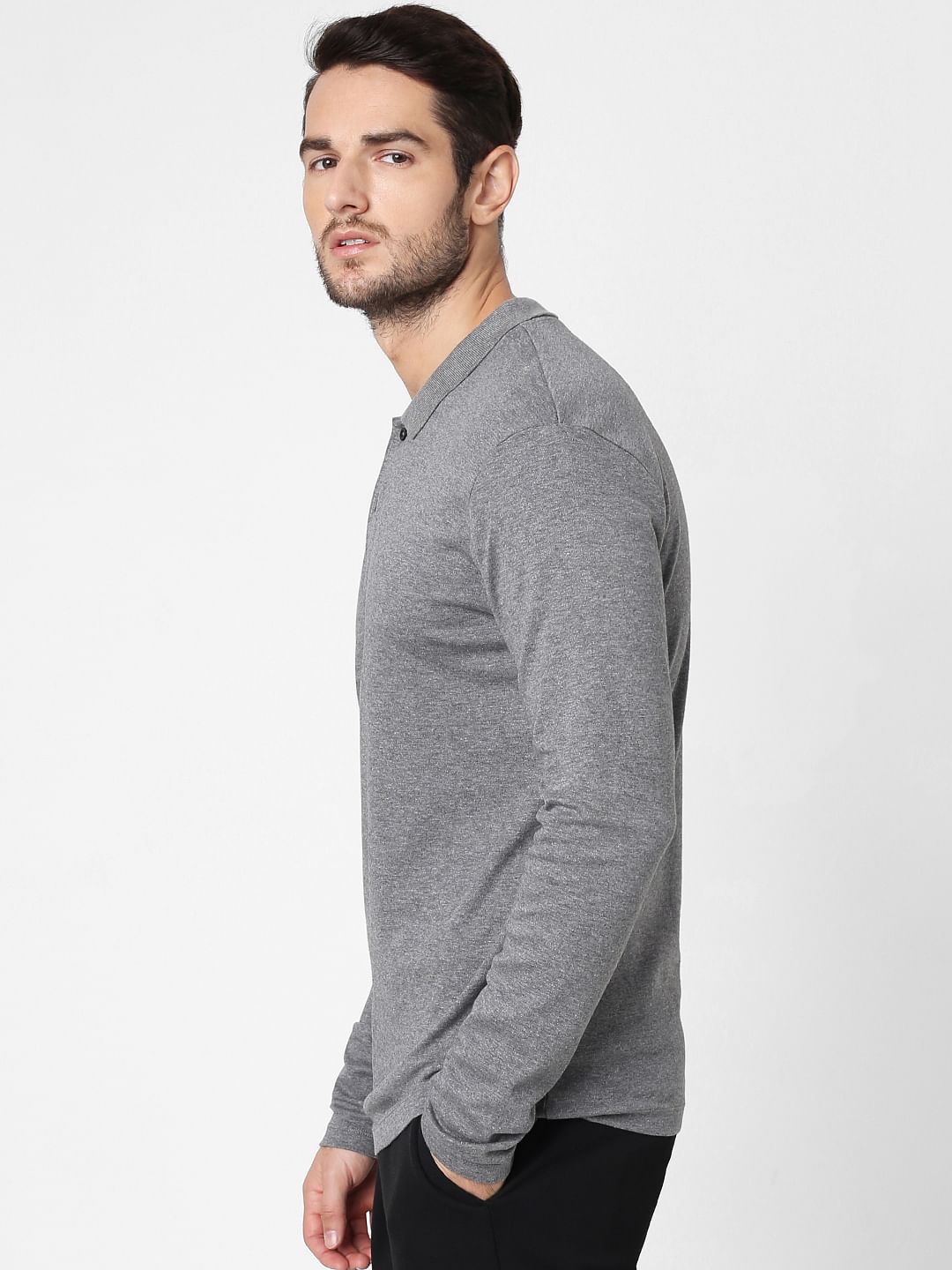 Grey Polo Neck T-Shirts