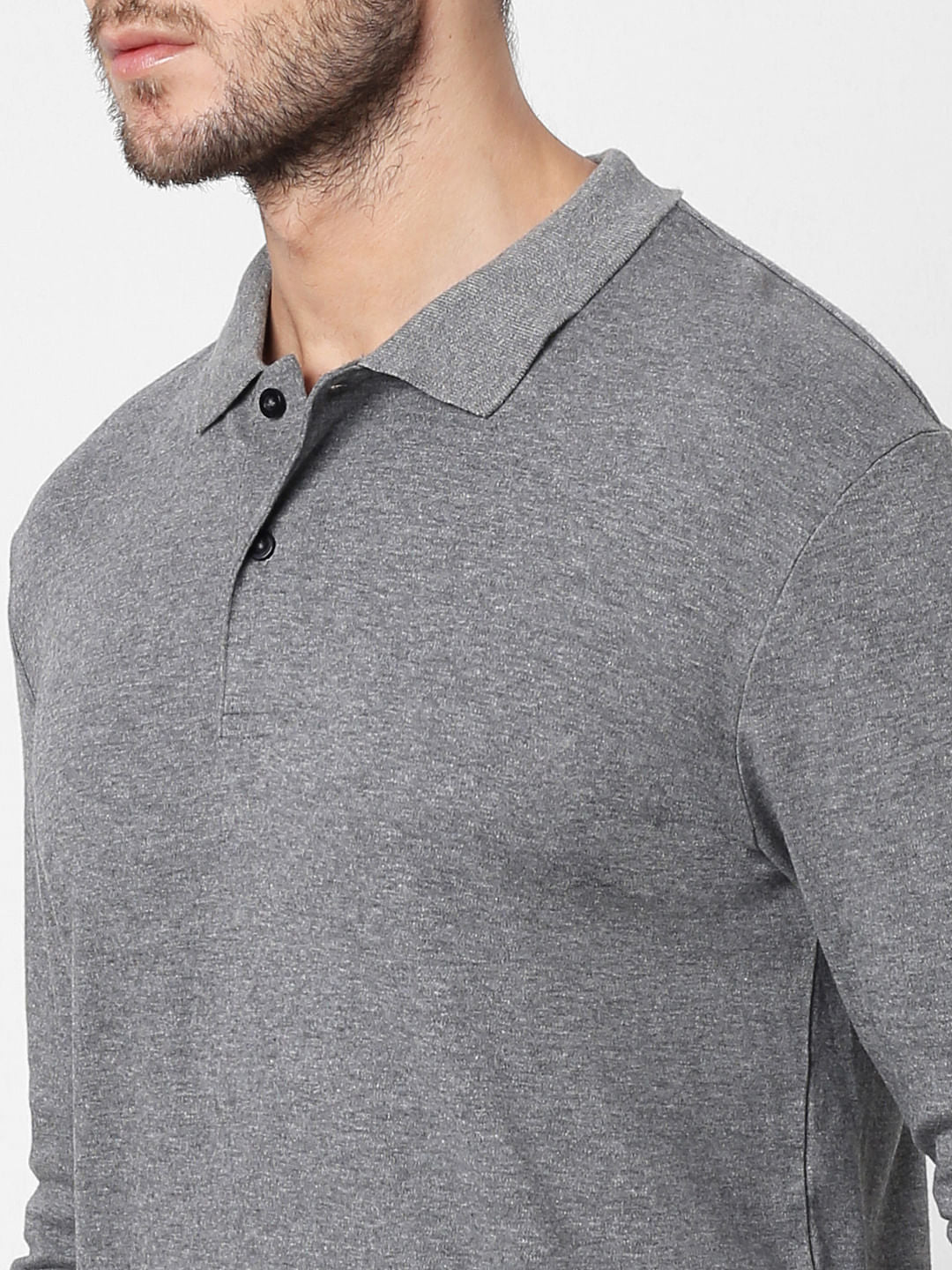 Grey Polo Neck T-Shirts