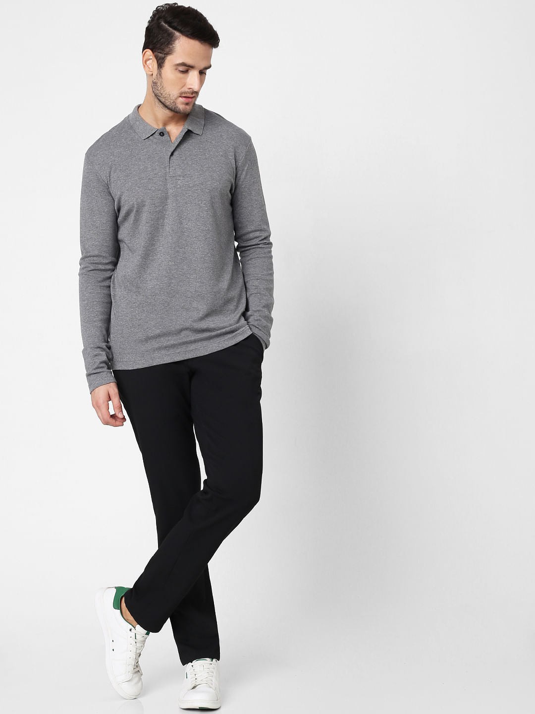 Grey Polo Neck T-Shirts