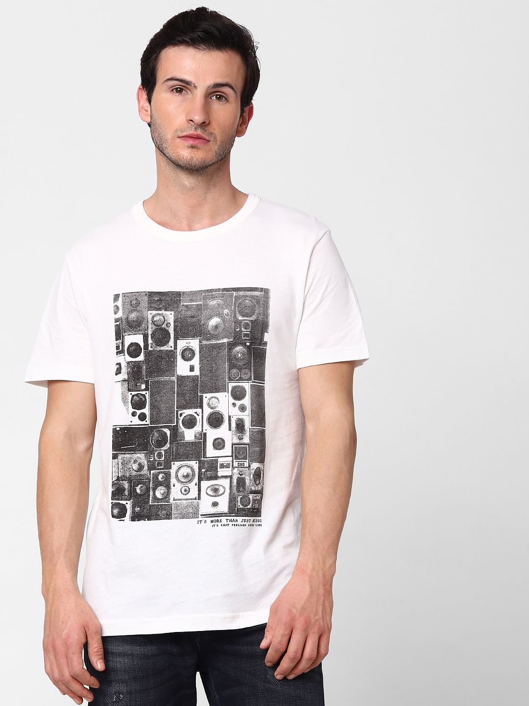 White Graphic Print Crew Neck T-Shirt