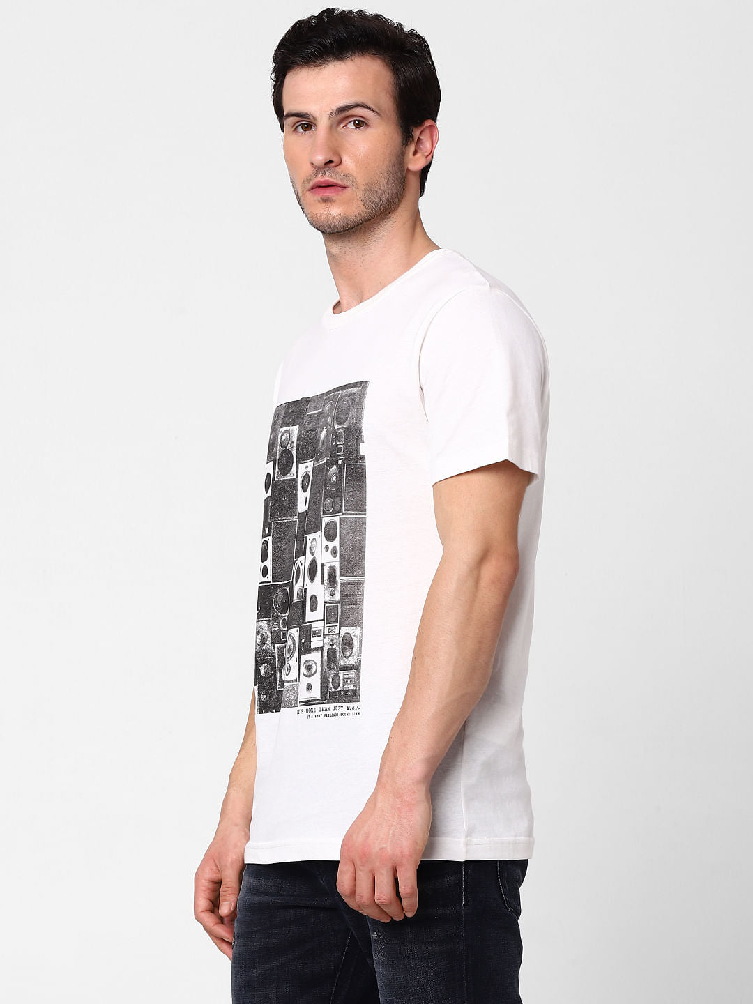 White Graphic Print Crew Neck T-Shirt