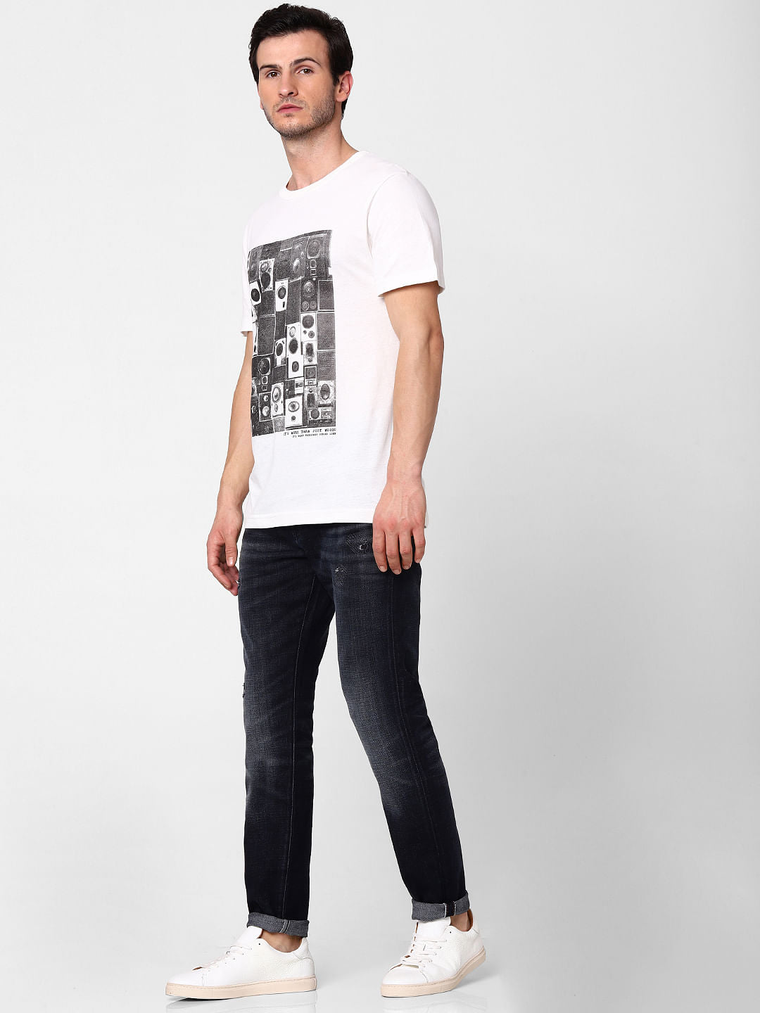 White Graphic Print Crew Neck T-Shirt