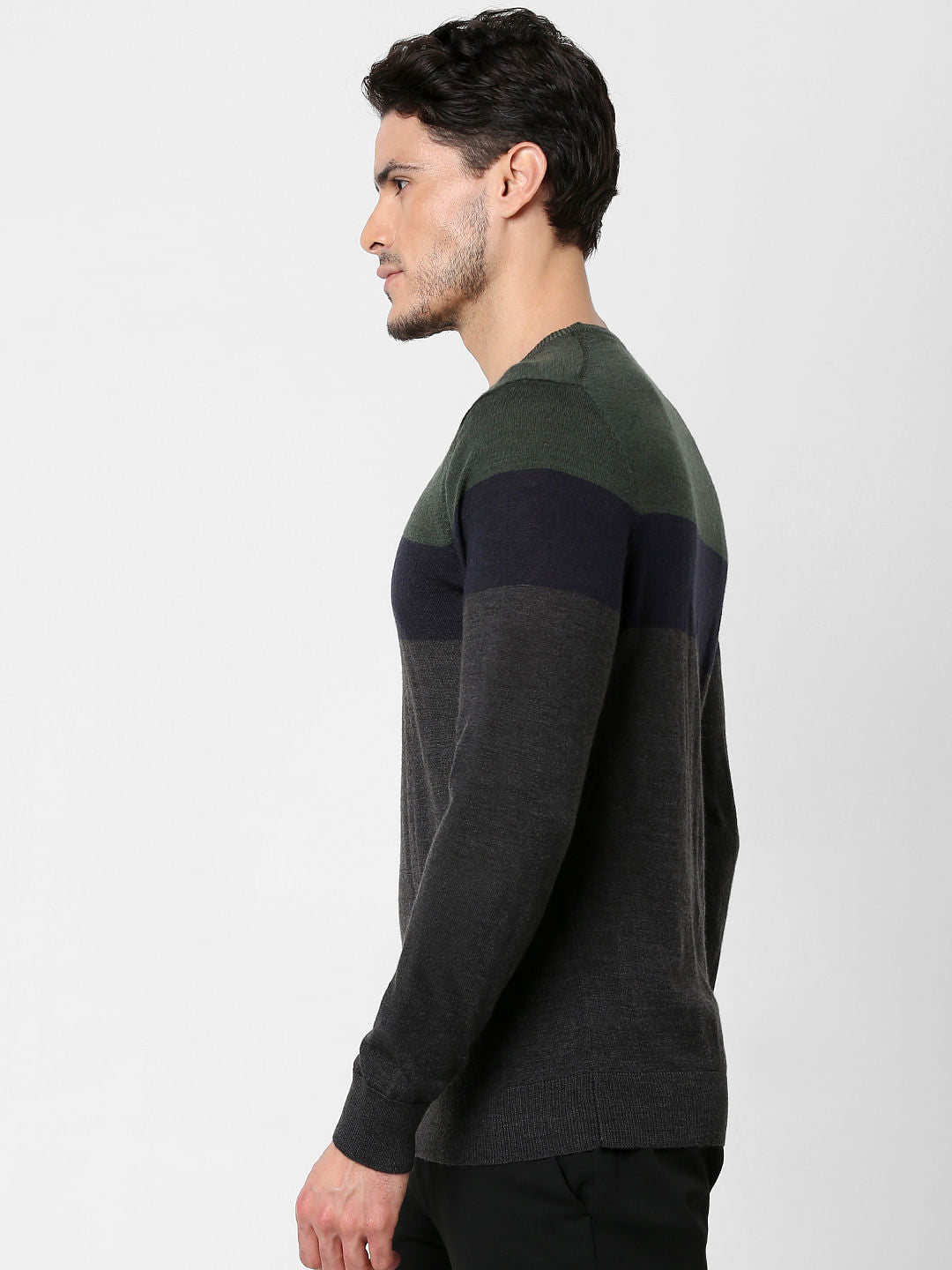 Green Colourblocked Pullover