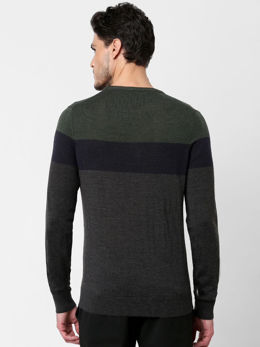 Green Colourblocked Pullover