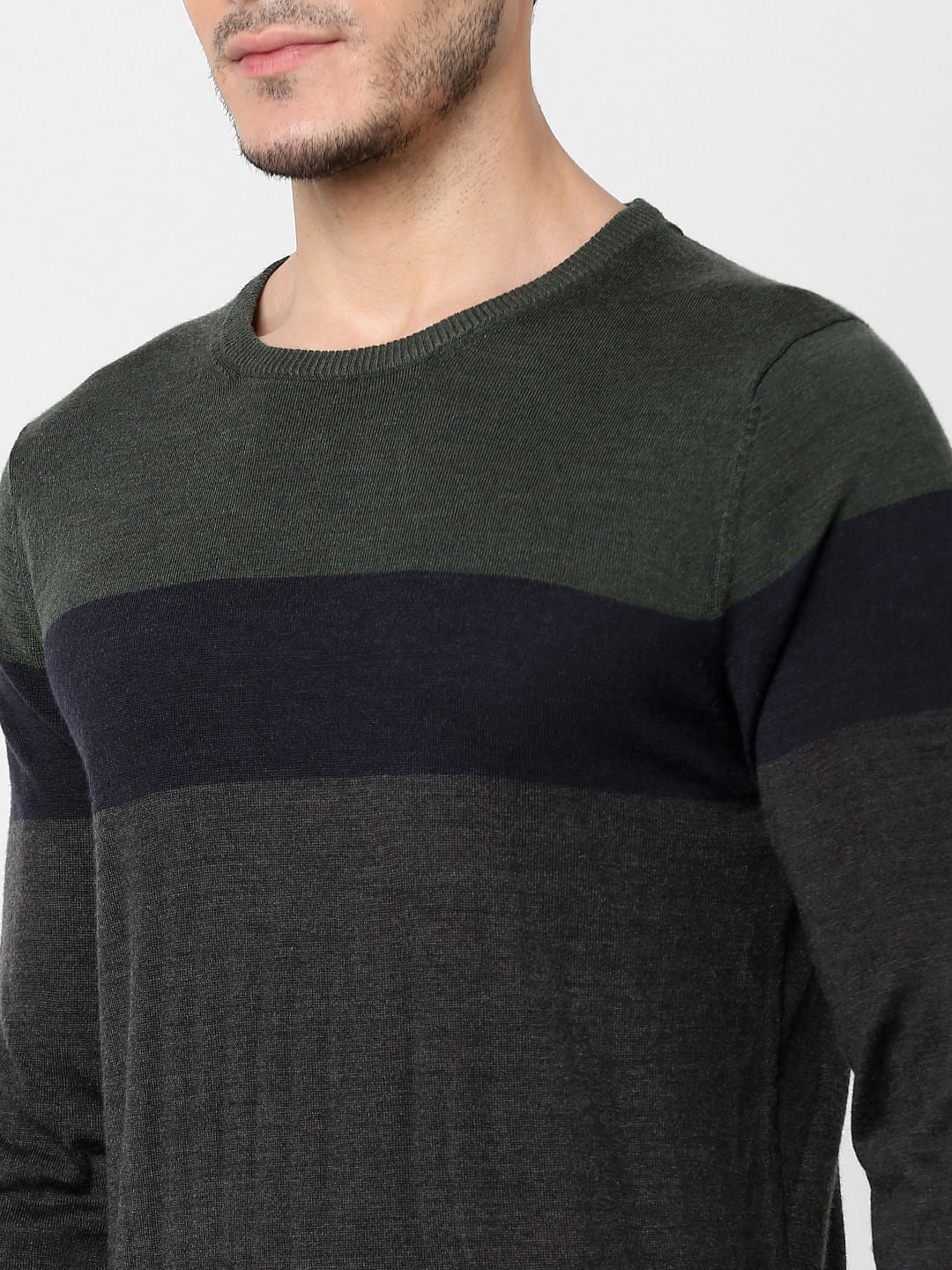 Green Colourblocked Pullover