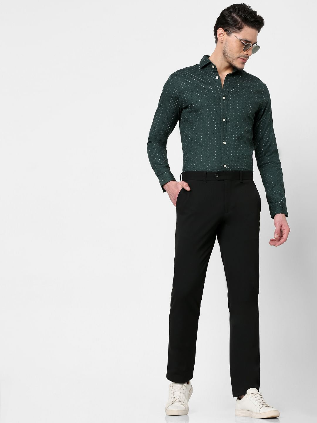 Green All Over Print Full Sleeves Shirt