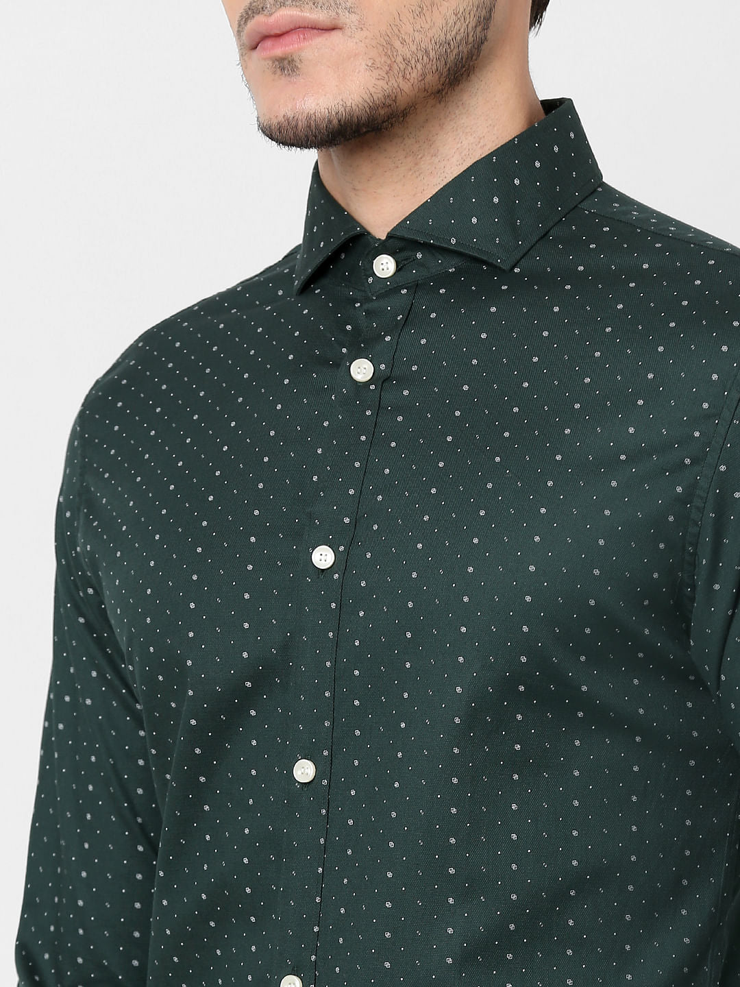 Green All Over Print Full Sleeves Shirt