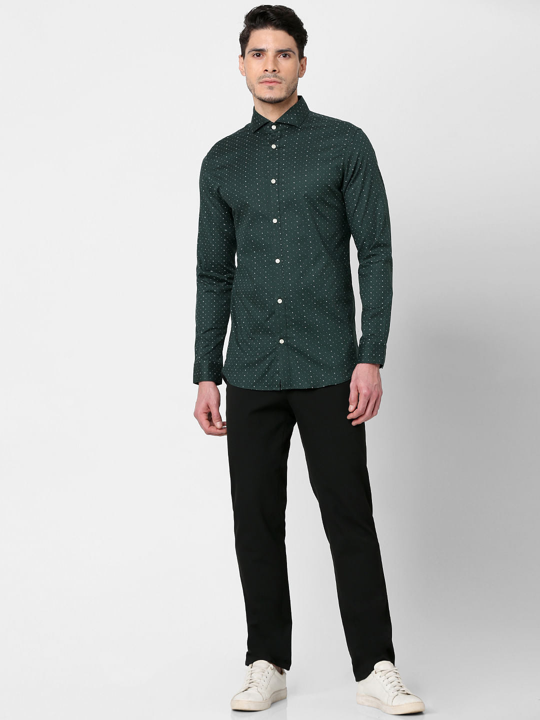 Green All Over Print Full Sleeves Shirt